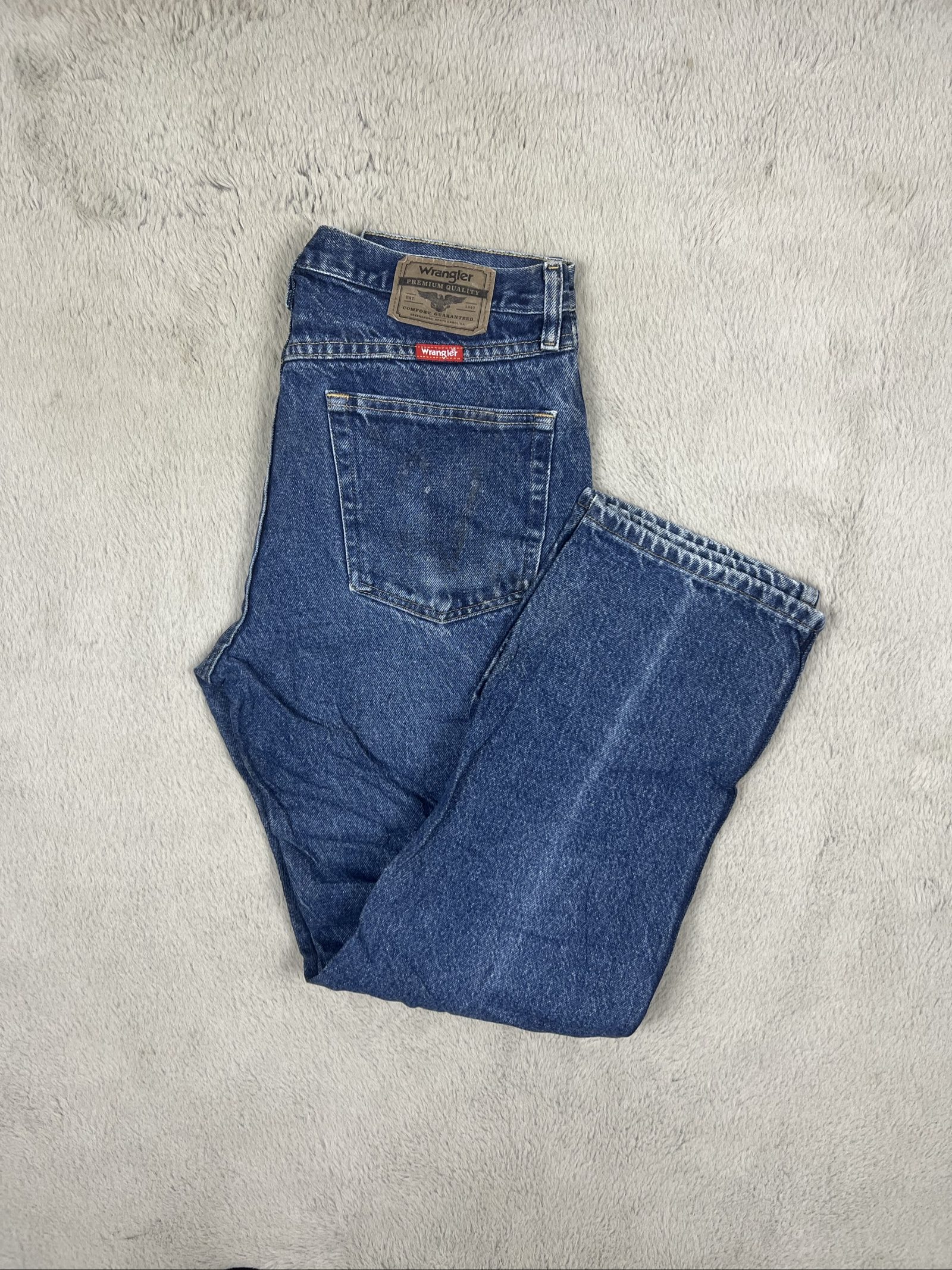Wrangler Blue Denim Jeans Large Distressed Wash W32 L40