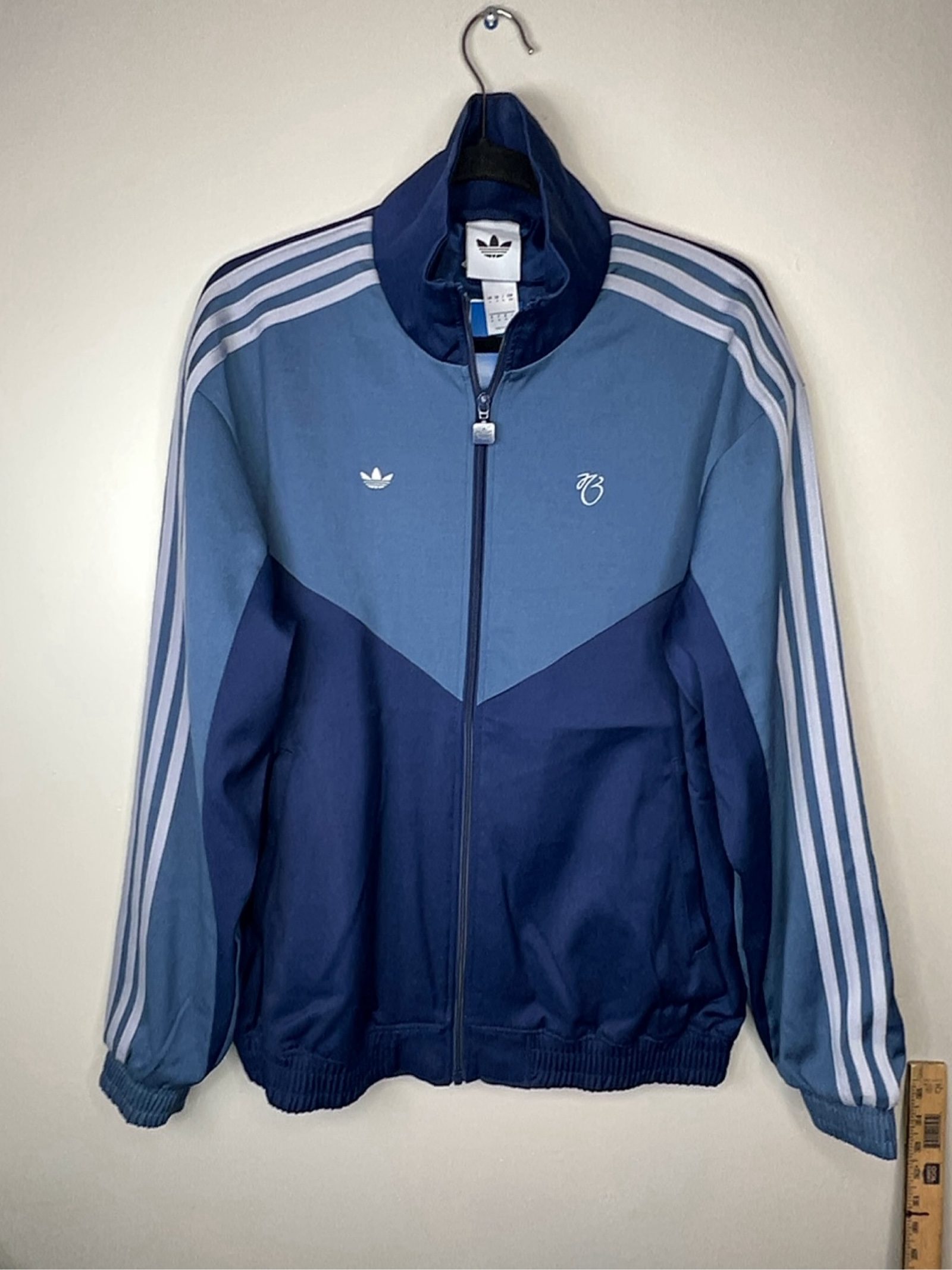 Adidas Men's Navy & Blue Track Jacket Midium White Stripes