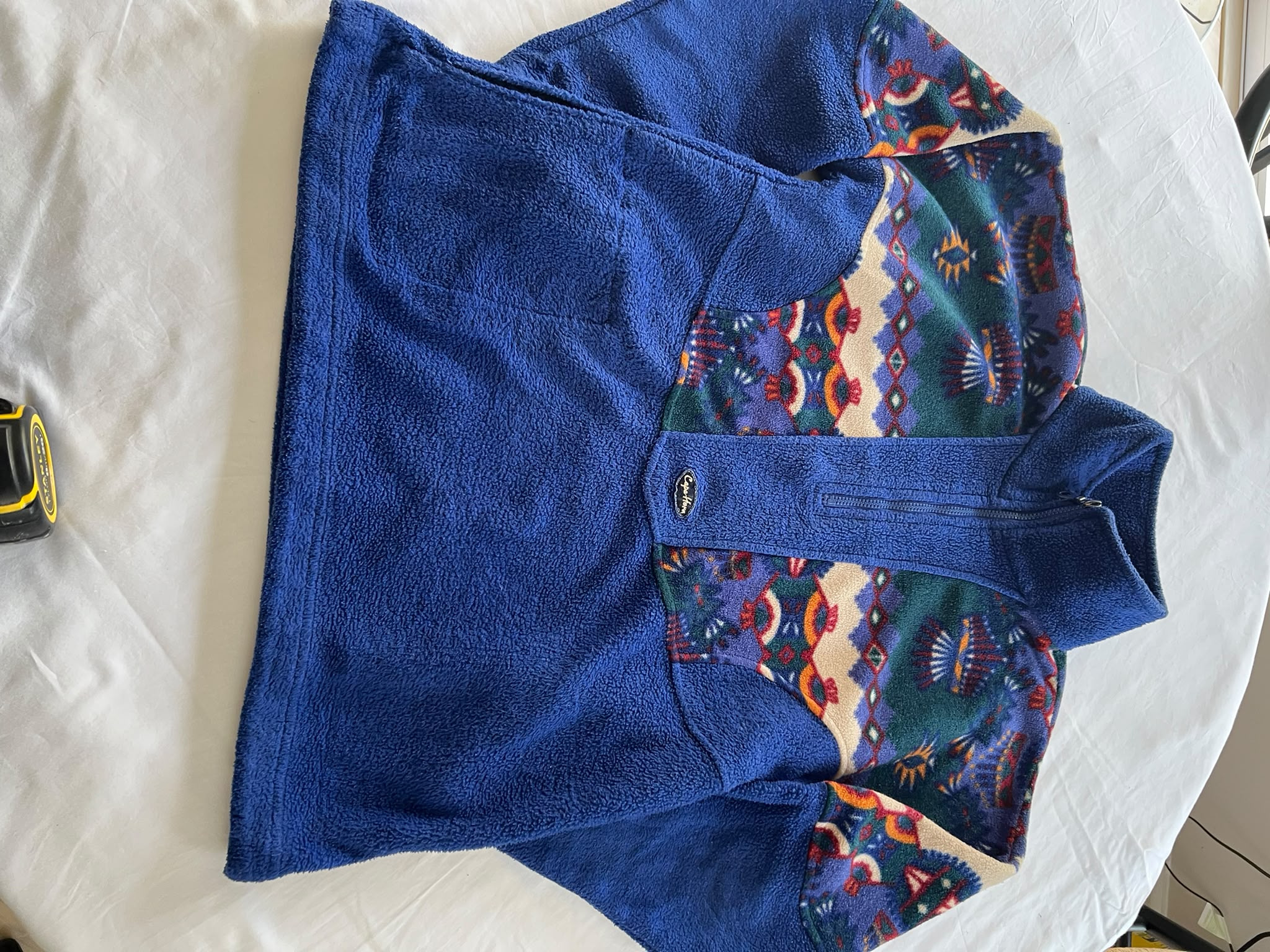 Columbia Navy & Multi Patterned Fleece Jumper Medium Half Zip