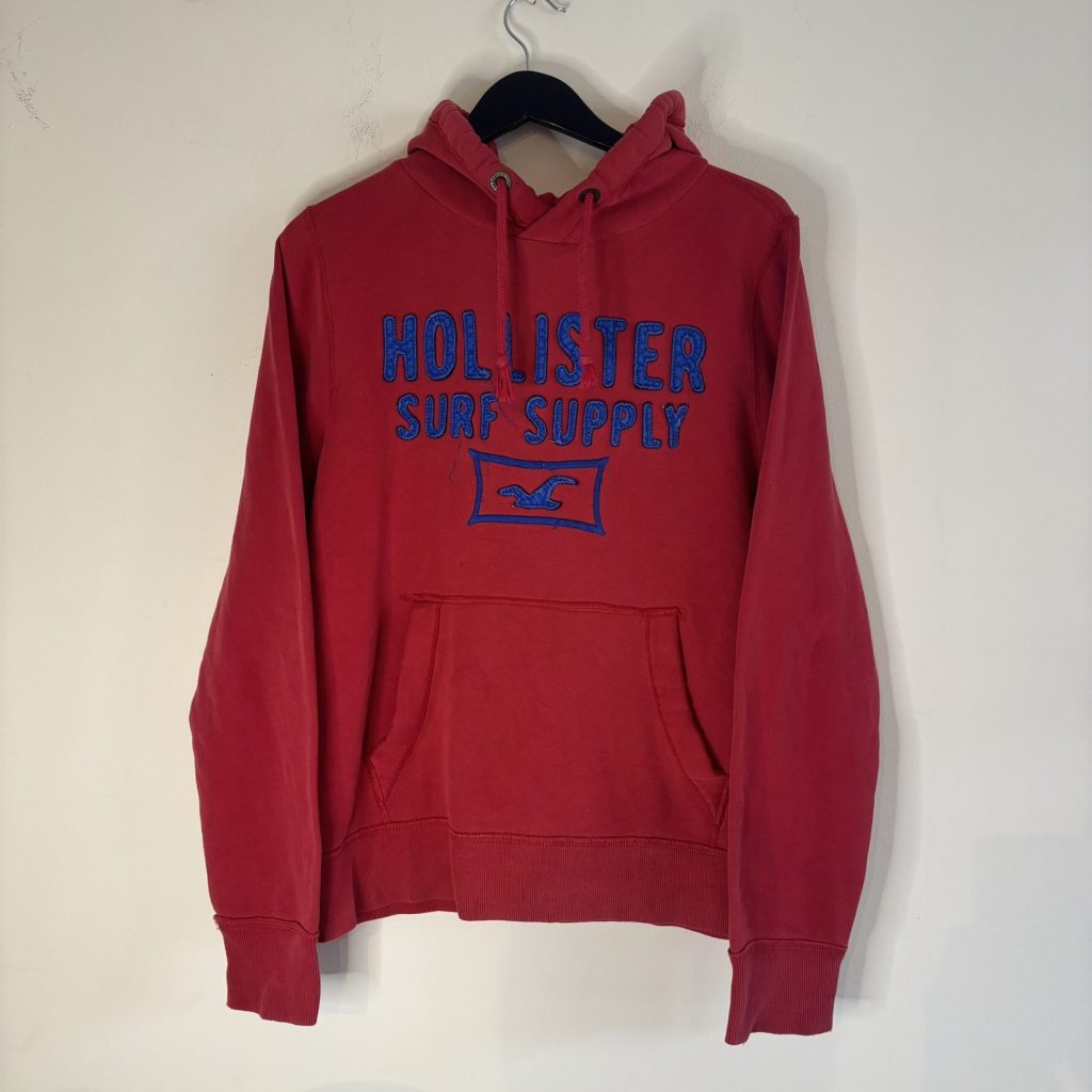 Vintage Y2K Hollister Surf Supply Red Embroidered Hoodie Heavyweight Womens L / Mens M
