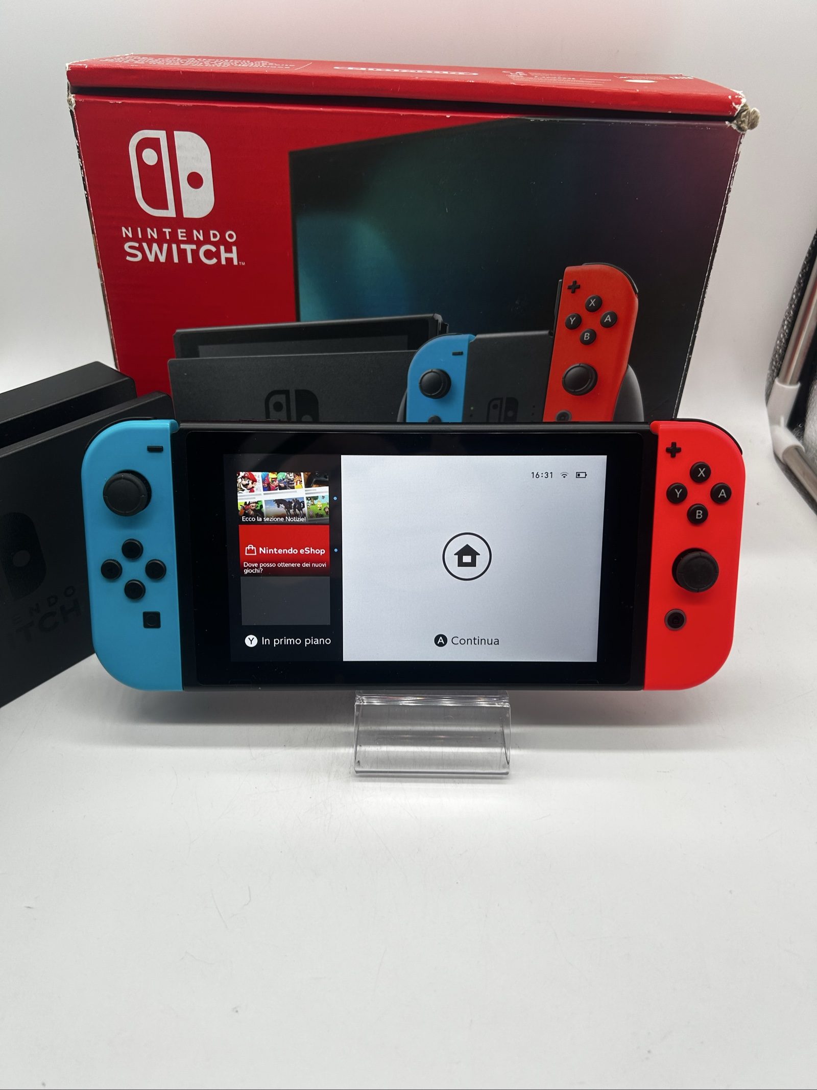 Nintendo Switch V2 Blu/Rossa + Scatola + Tutti Accessori Originali image 3