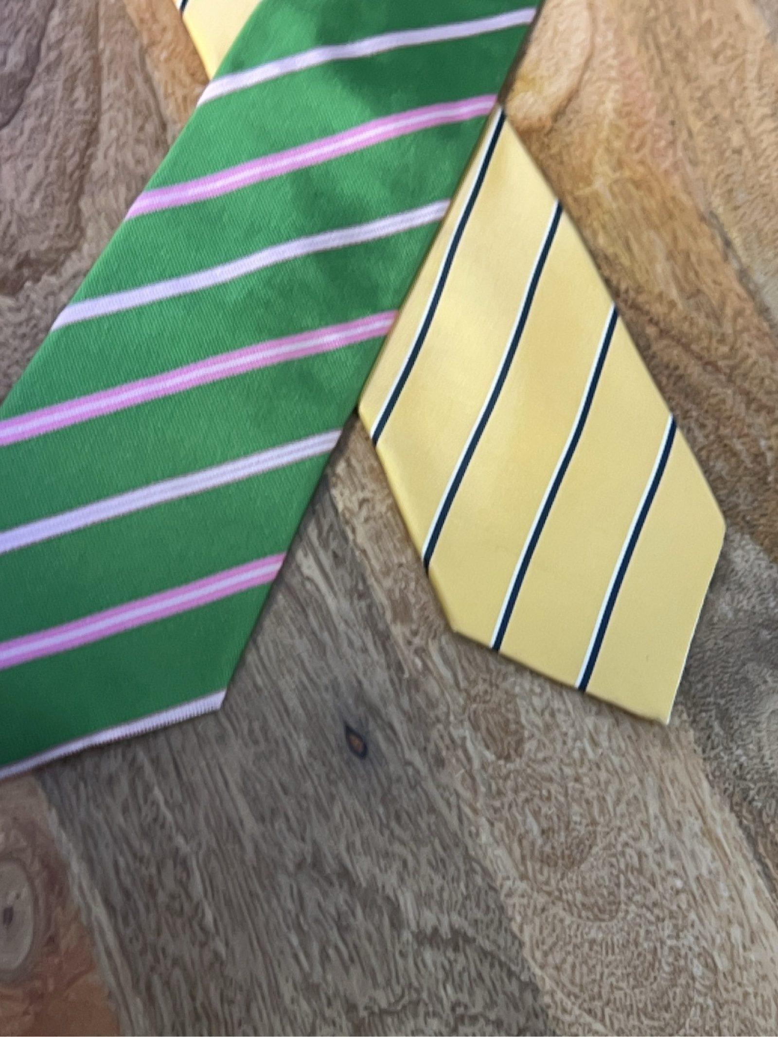 Fabio Ferretti Unisex Green & Pink, Yellow & Navy Striped Silk Neckties One Size