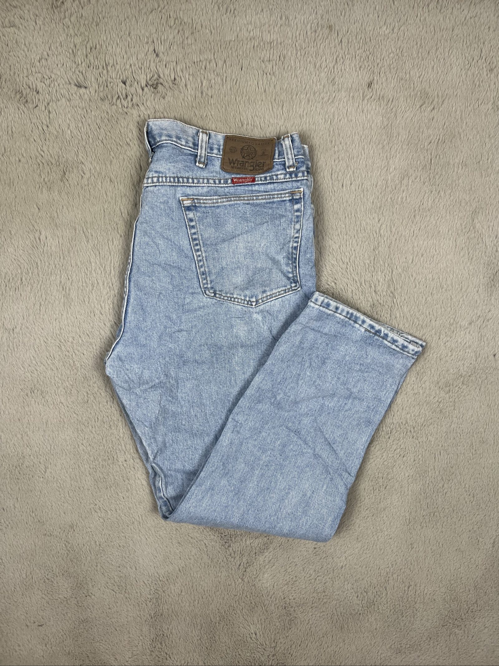Vintage Wrangler Light Blue Jeans Mens W36 L40 Baggy Straight Leg Y2K Denim