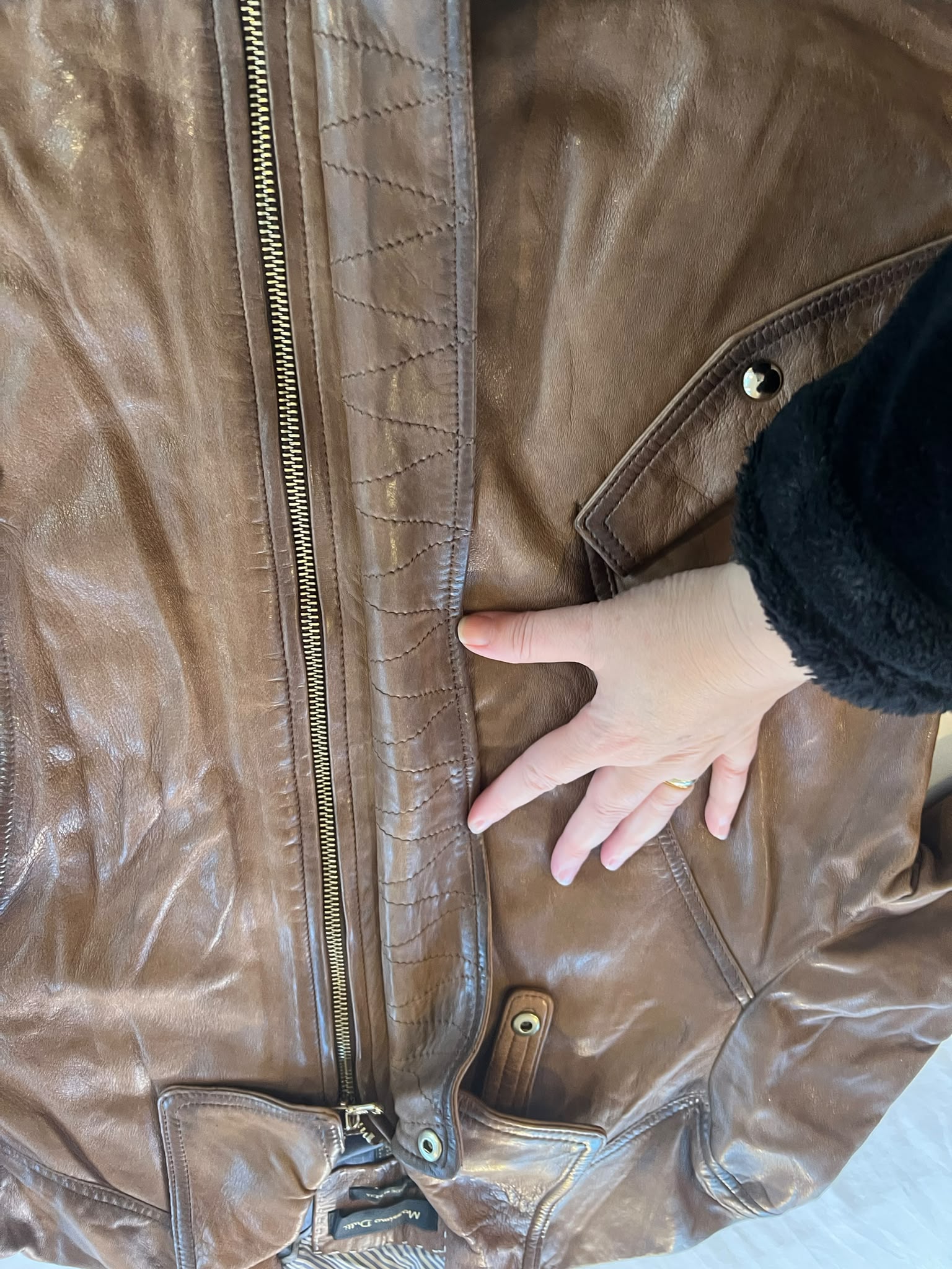Massimo Dutti Brown Leather Jacket Large Soft Sheepskin image 2