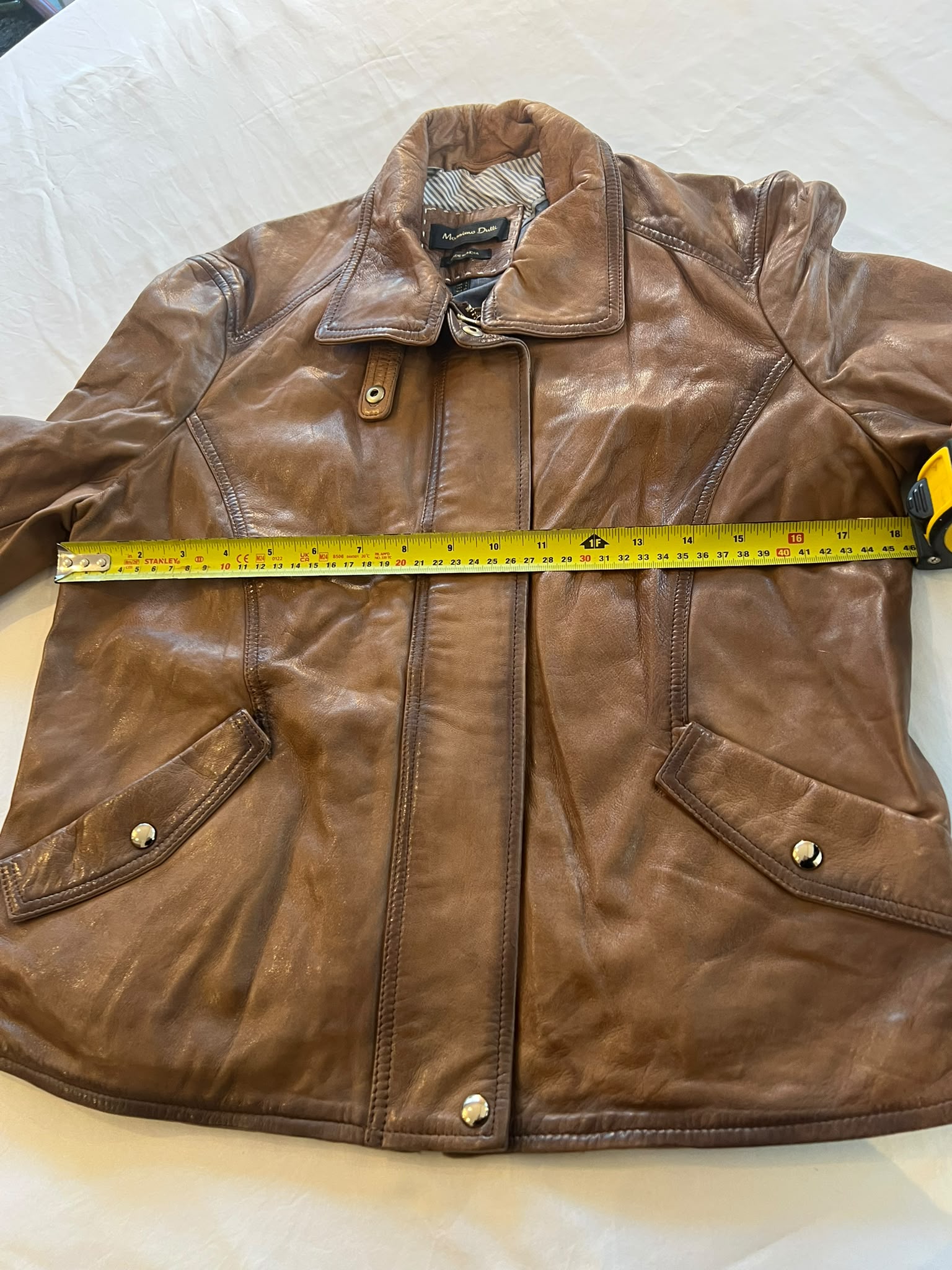 Massimo Dutti Brown Leather Jacket Large Soft Sheepskin image 4