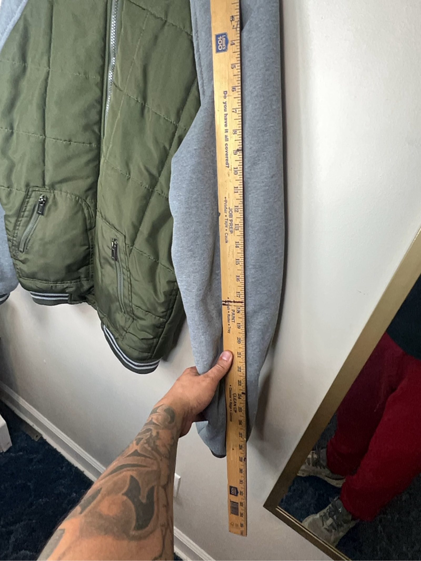 Miller Green & Grey Quilted Bomber Jacket Medium image 5