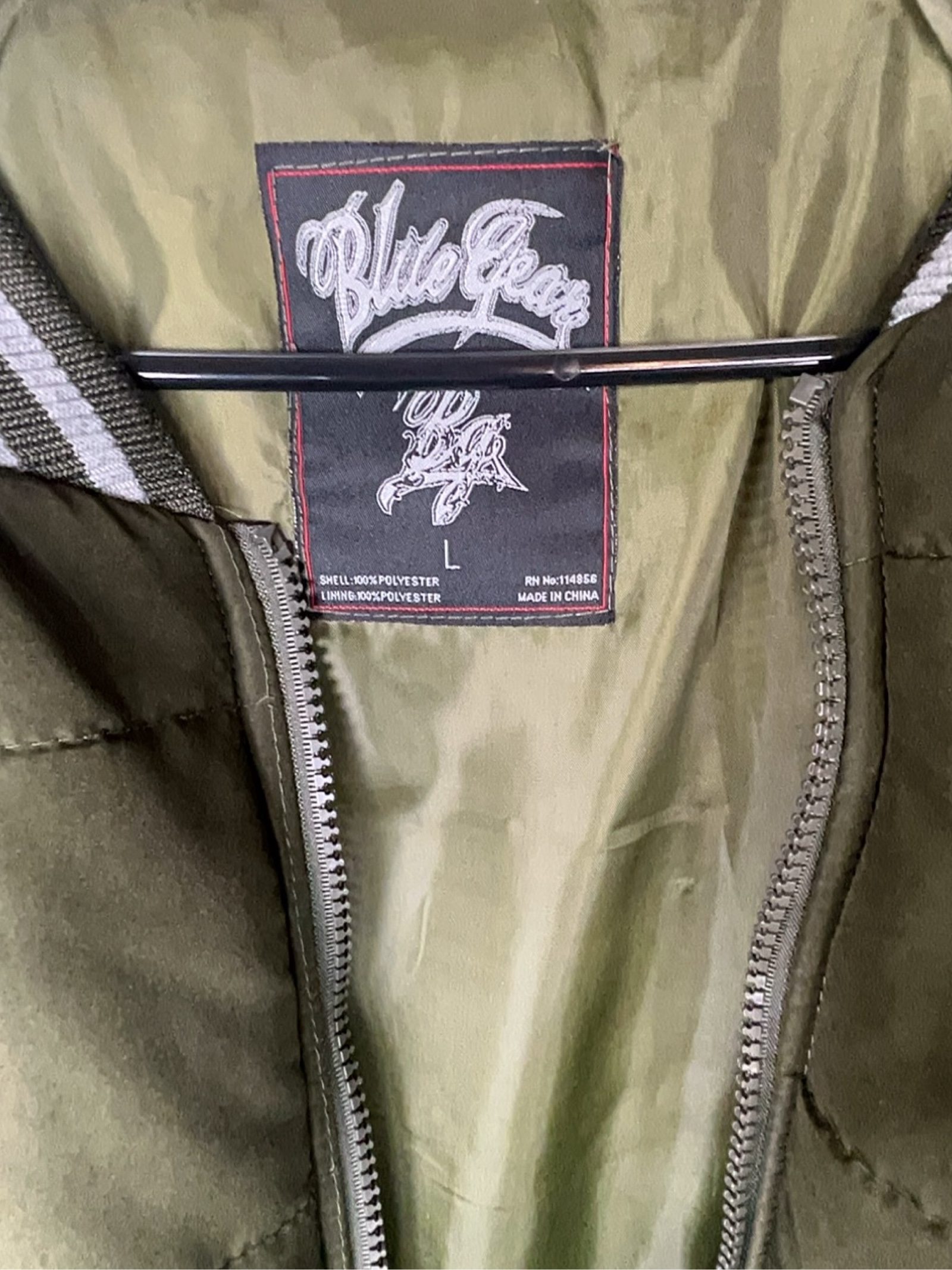 Miller Green & Grey Quilted Bomber Jacket Medium image 7