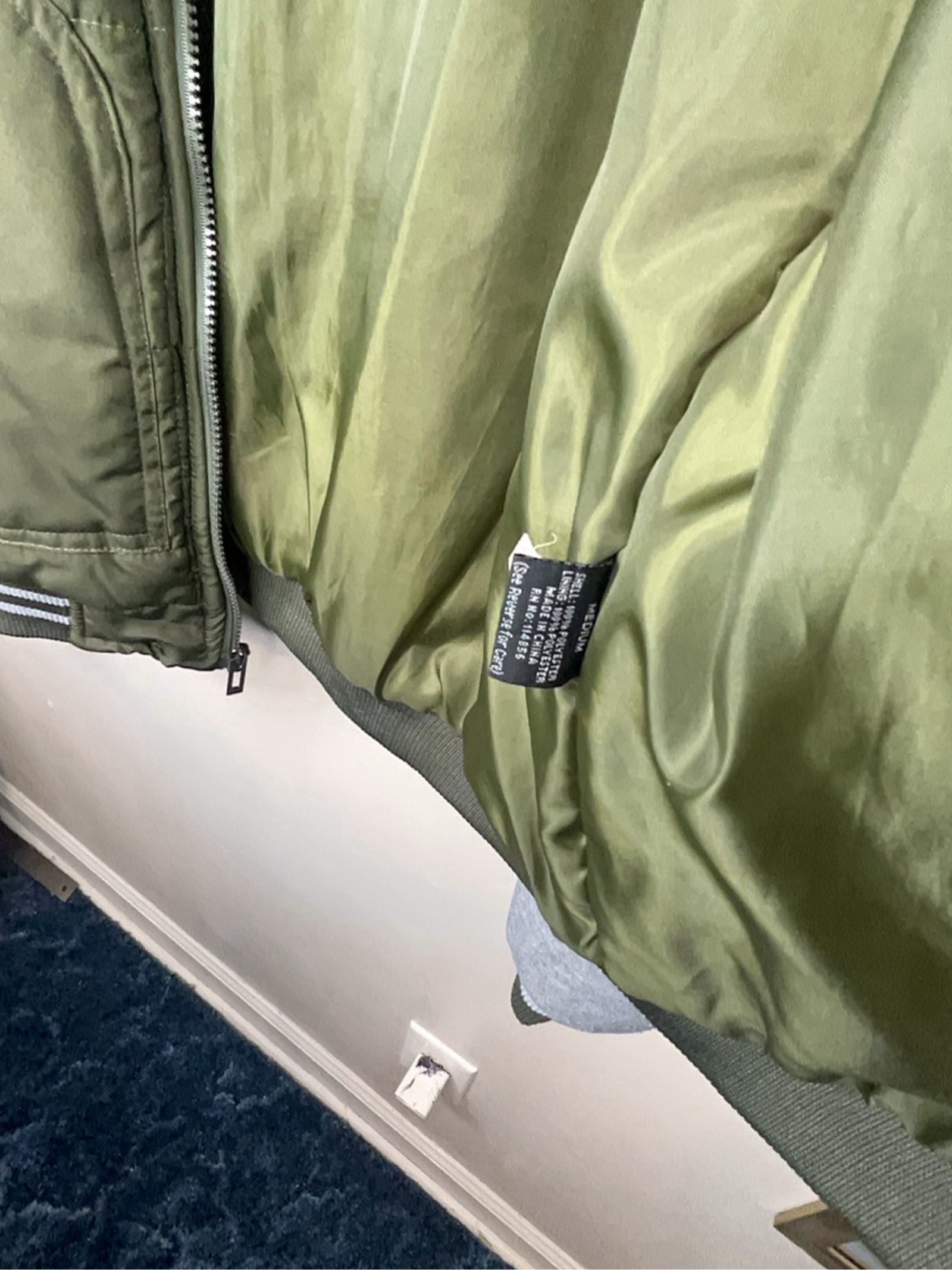 Miller Green & Grey Quilted Bomber Jacket Medium image 9