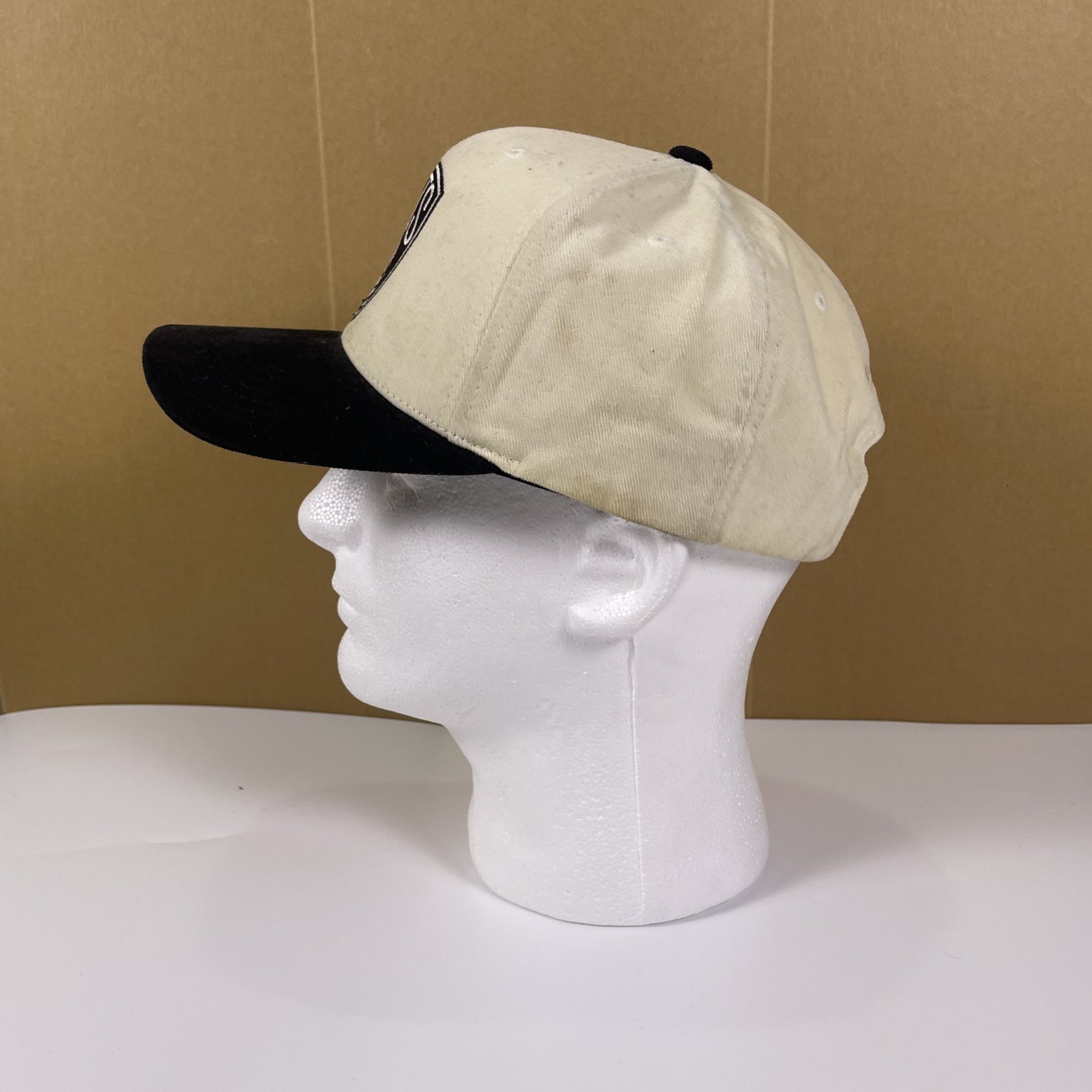 Mitchell & Ness Brooklyn Nets Snapback Hat Cream Black Logo Cap image 4