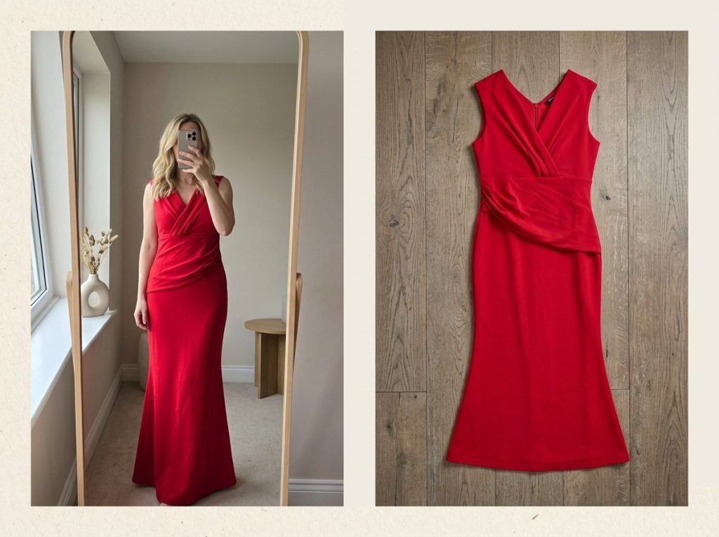 FS Collection Women's Red Sleeveless Midi Dress Medium