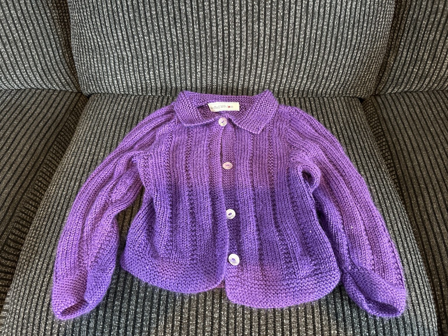 Girls Purple Chunky Knit Cardigan – 18–24 Months 💜