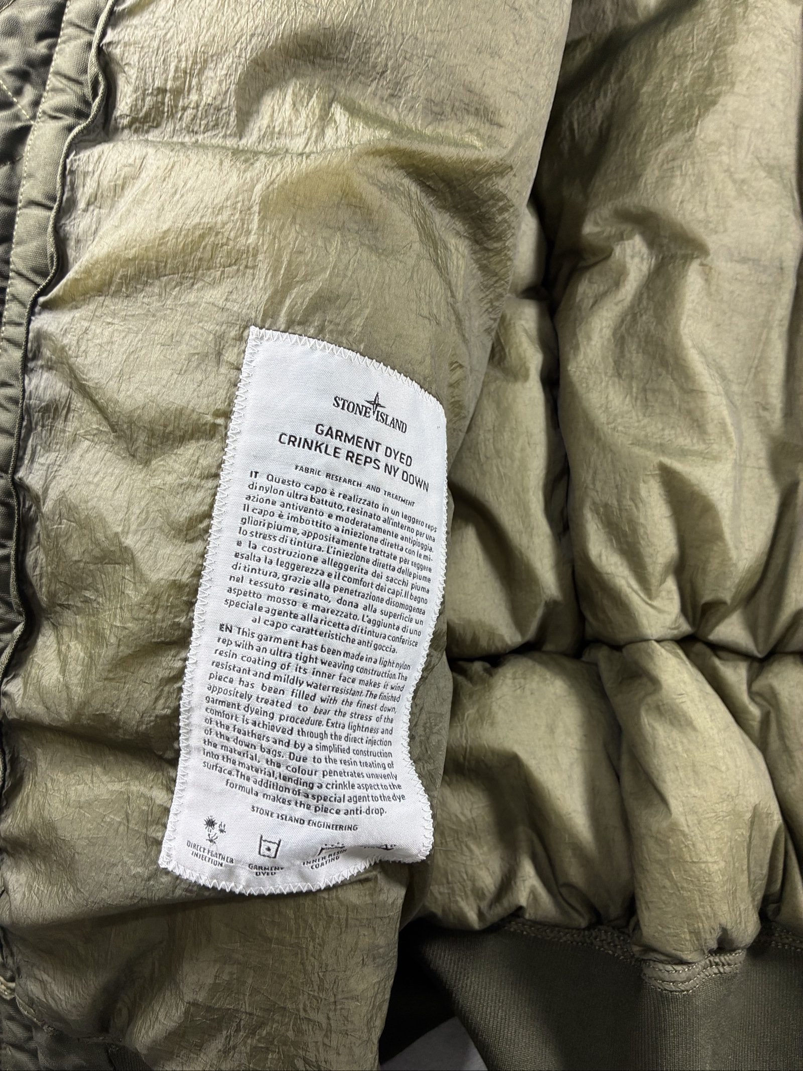 Stone Island Olive Green Puffer Jacket garment down crinkle reps ny down 3XL image 5