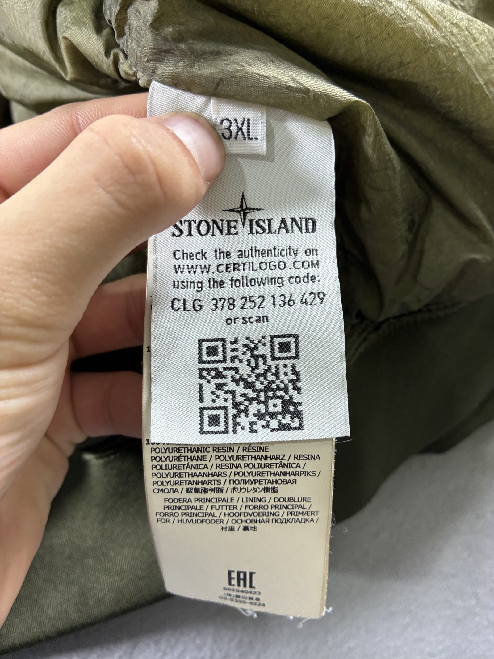 Stone Island Olive Green Puffer Jacket garment down crinkle reps ny down 3XL image 8