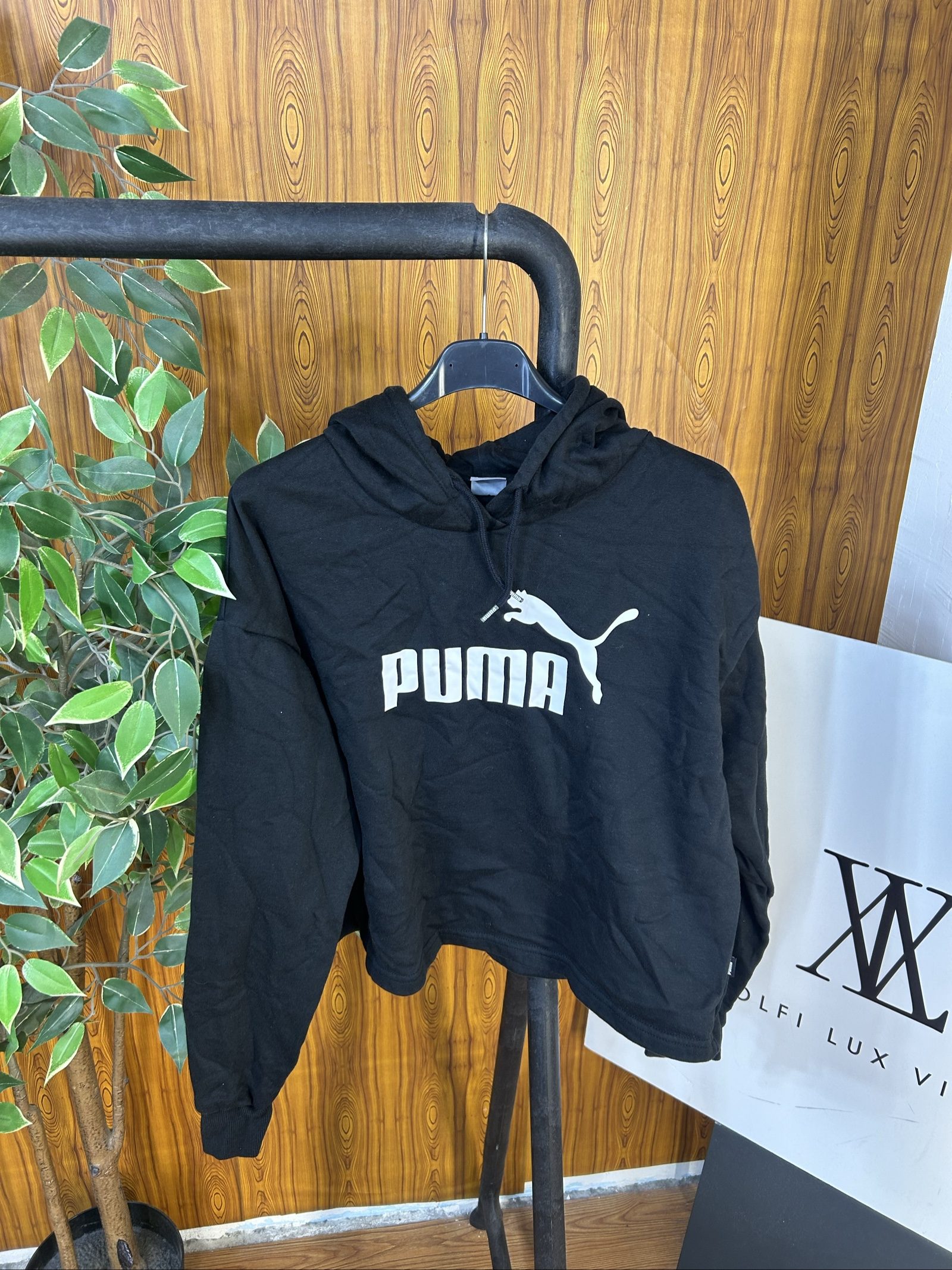 Puma Felpa Con Cappuccio Nera donna Taglia S oversize logo Frontale