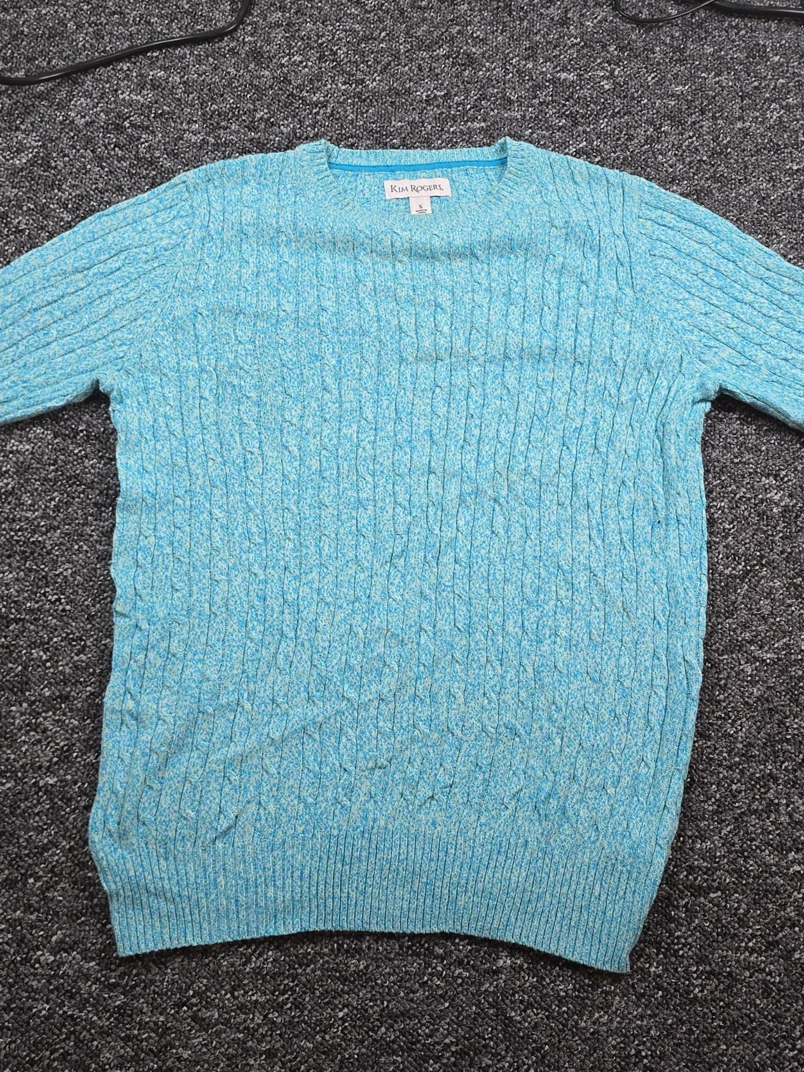 Kim Rogers Women's Blue Cable Knit Sweater Small