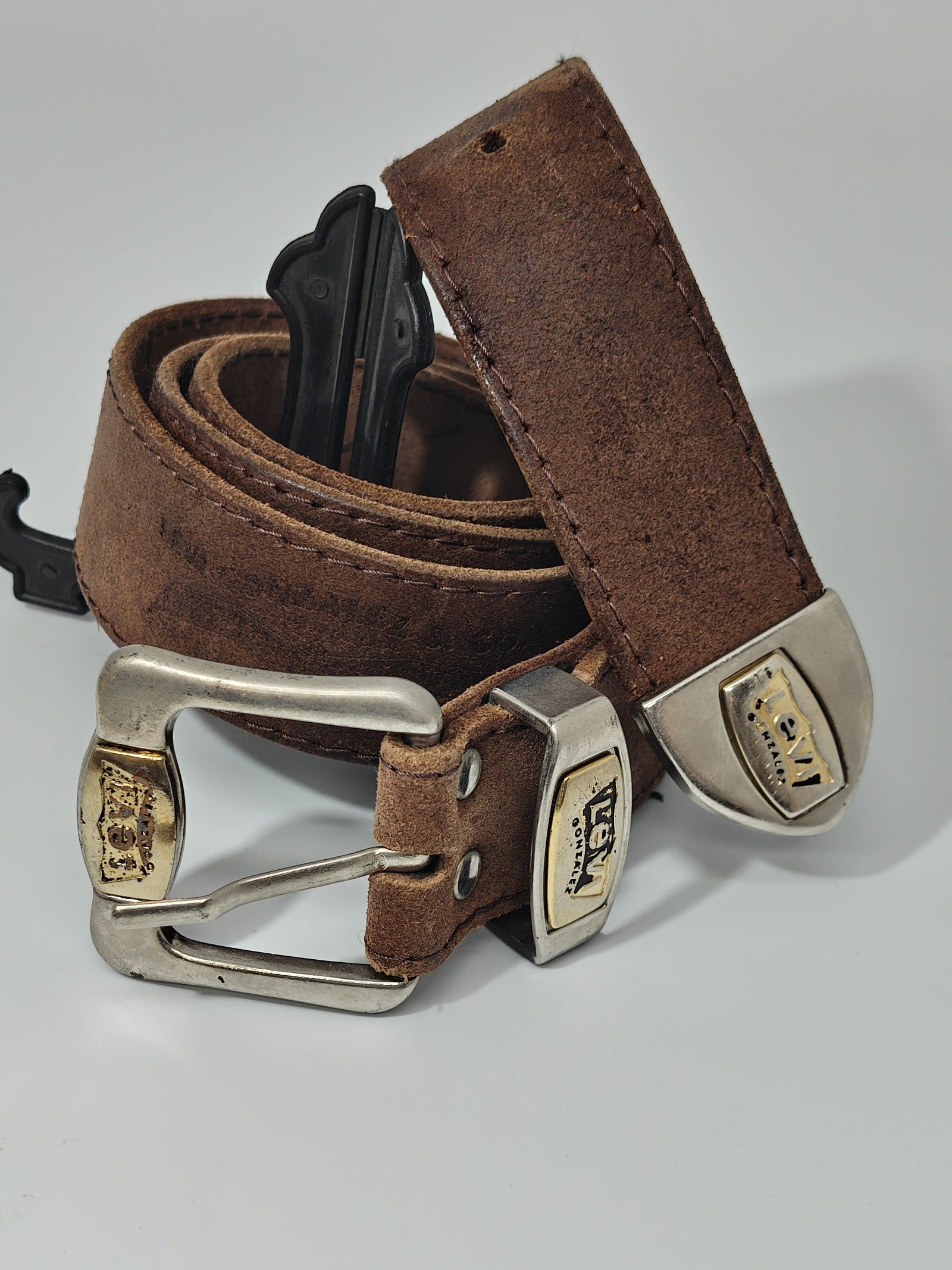 Levi Brown Suede Leather Belt with Metal Buckle