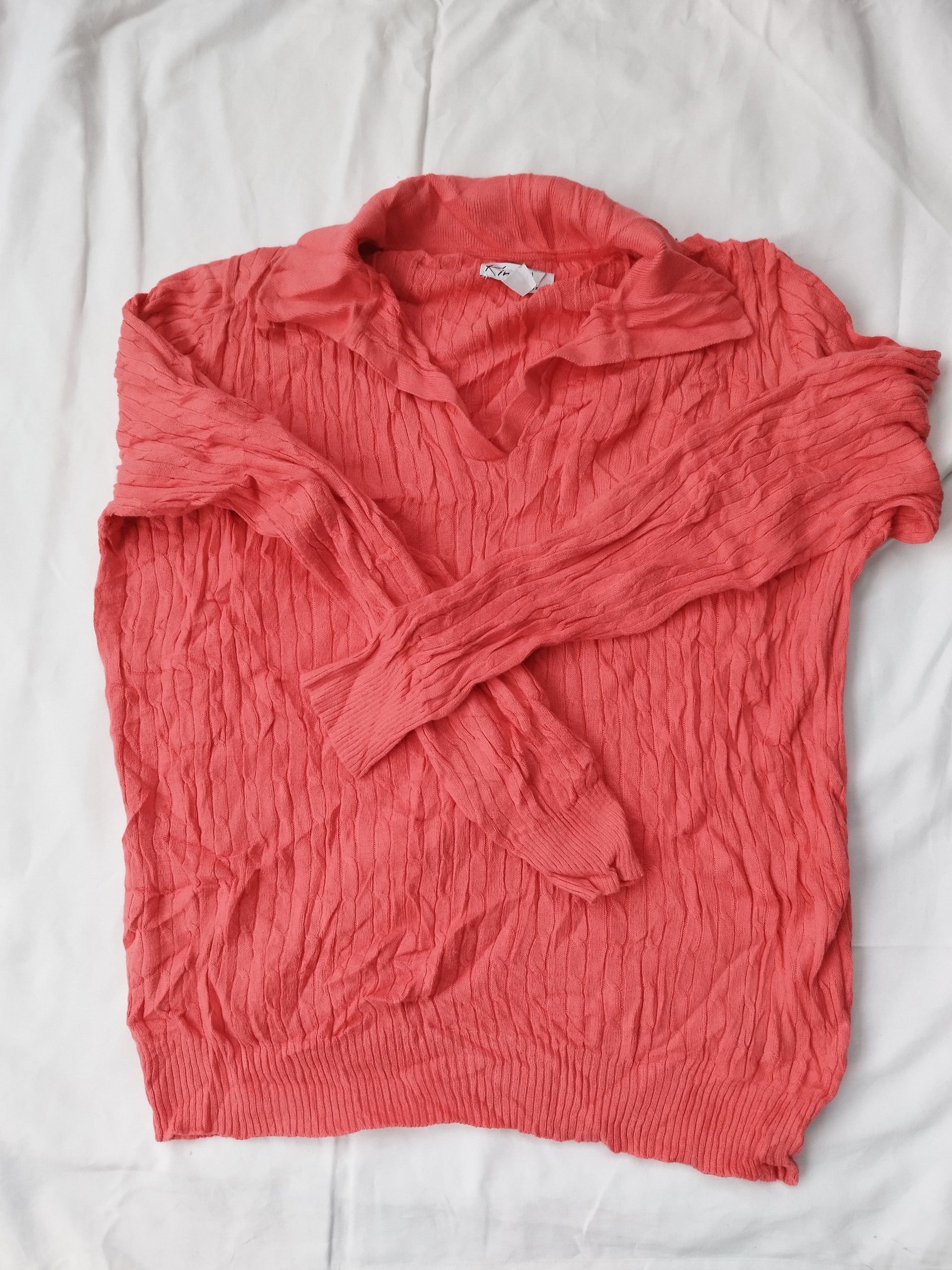 Kim Rogers Salmon Pink Knit Jumper Size M Soft Sweater