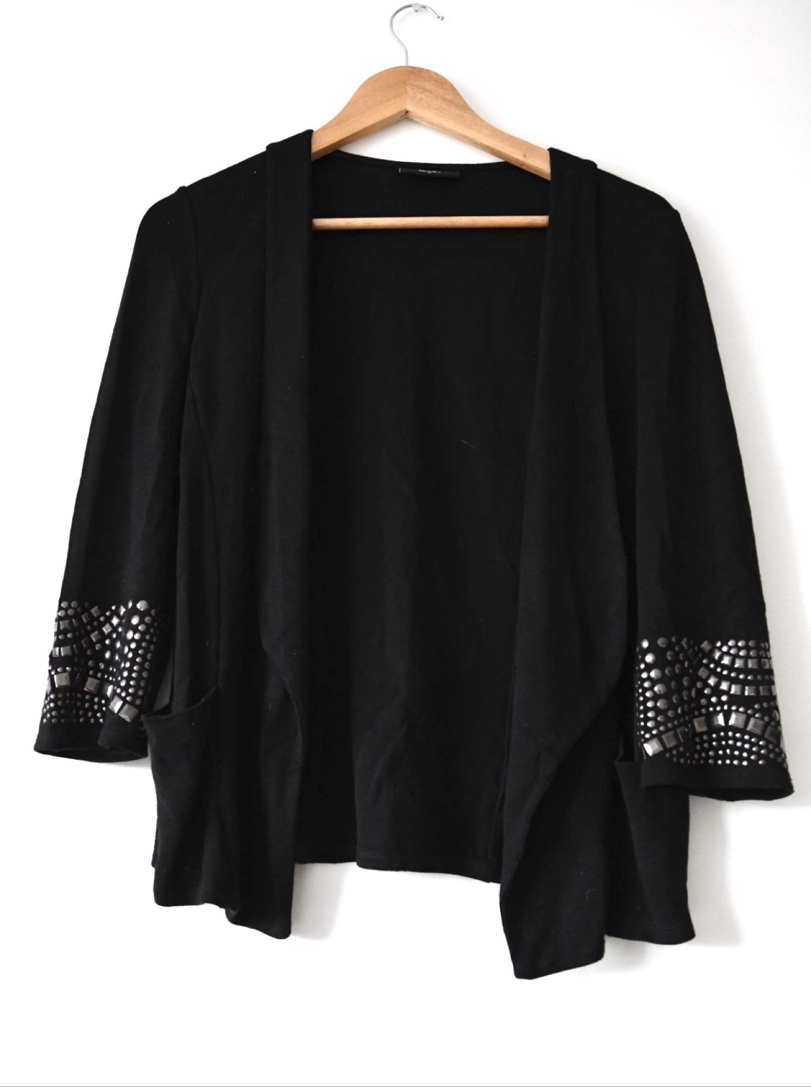 Wallis Black Studded Sleeve Open Cardigan Medium
