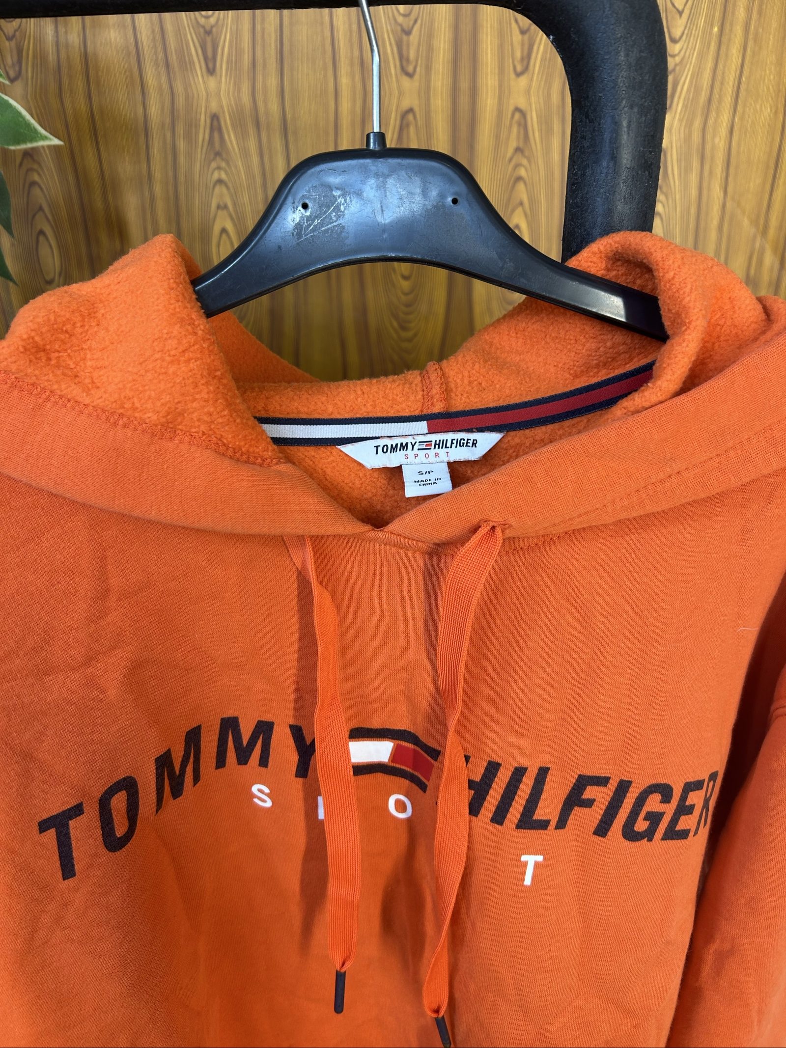 Tommy Hilfiger donna Felpa Arancione Cappuccio tg S oversize
