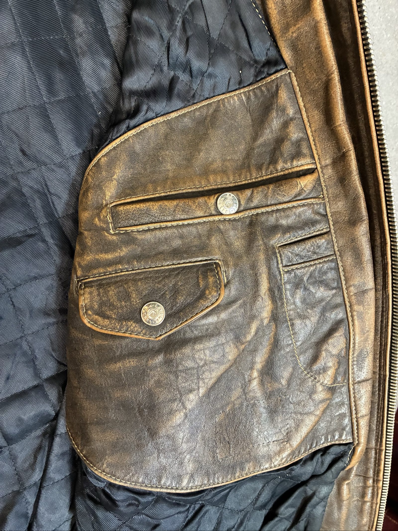Vintage Energie Brown Distressed Leather Biker Jacket Zip Up 90s Y2K XL image 8