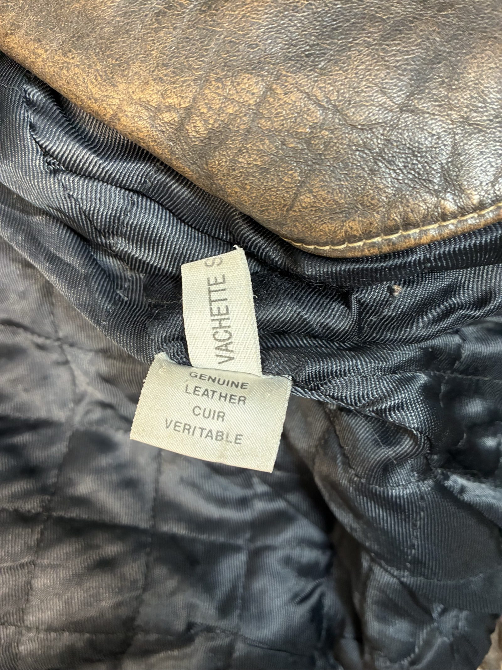 Vintage Energie Brown Distressed Leather Biker Jacket Zip Up 90s Y2K XL image 9