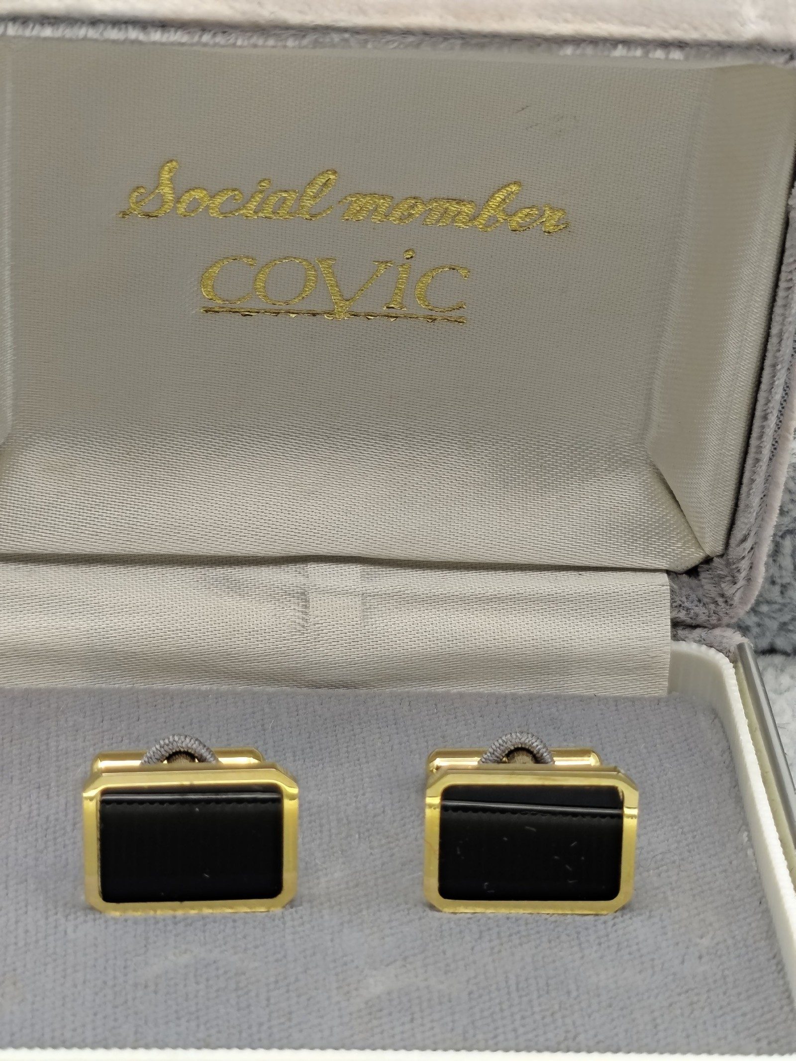 Covic Black & Gold Rectangular Cufflinks image 2