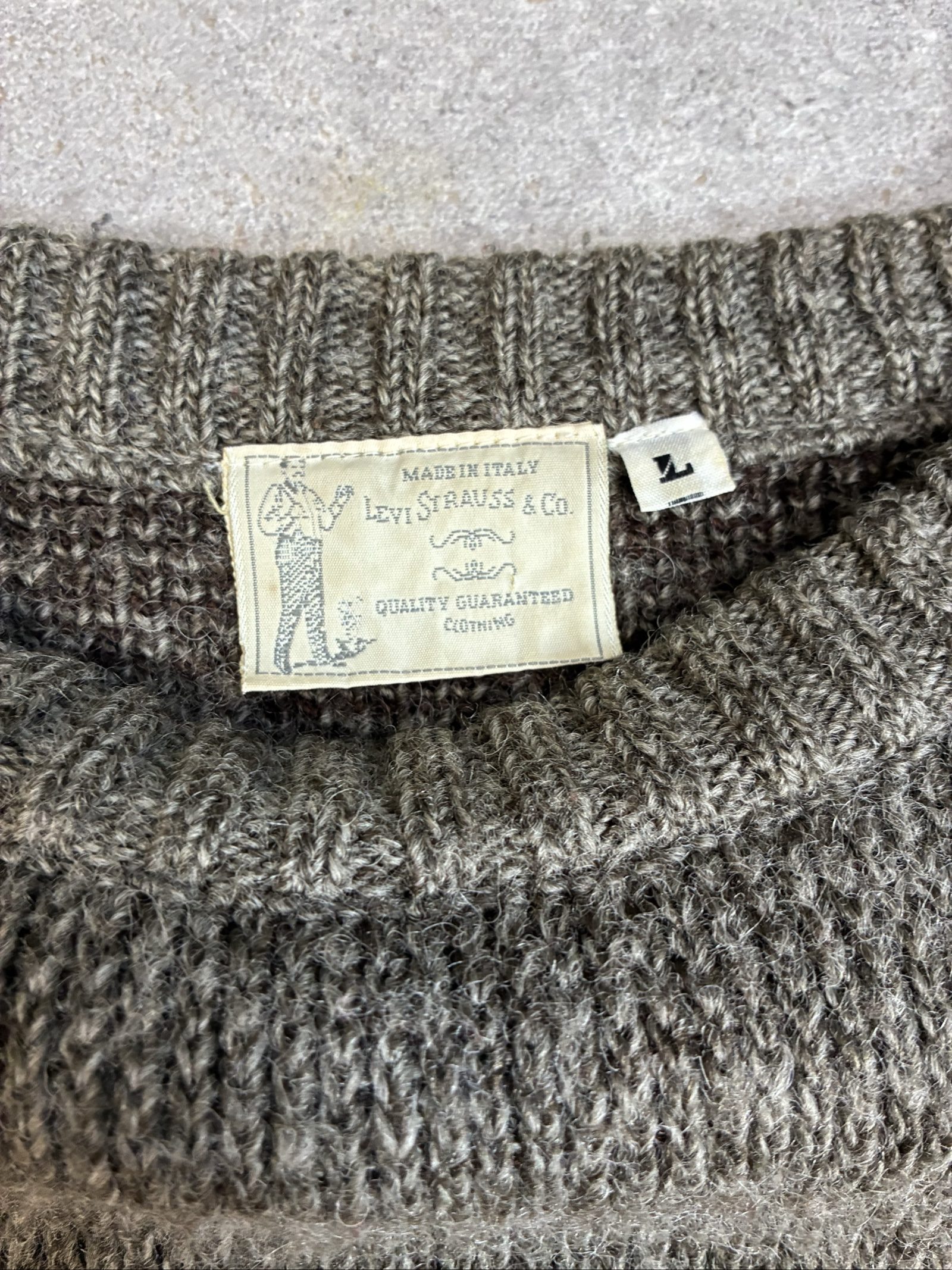 Vintage Levi's Wool Blend Jumper Large made in Italy Beige brown Aztec geometric image 3