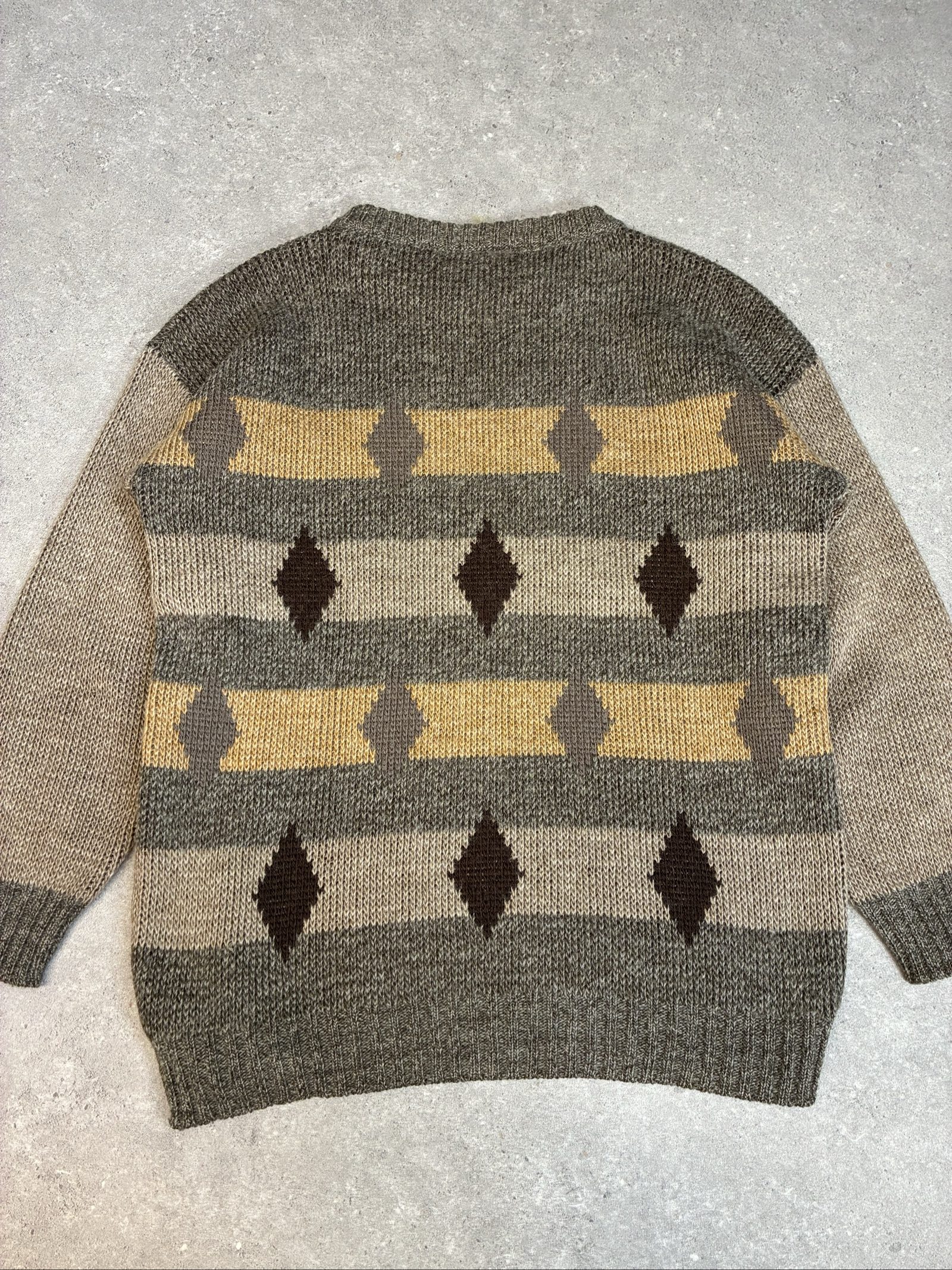 Vintage Levi's Wool Blend Jumper Large made in Italy Beige brown Aztec geometric image 5