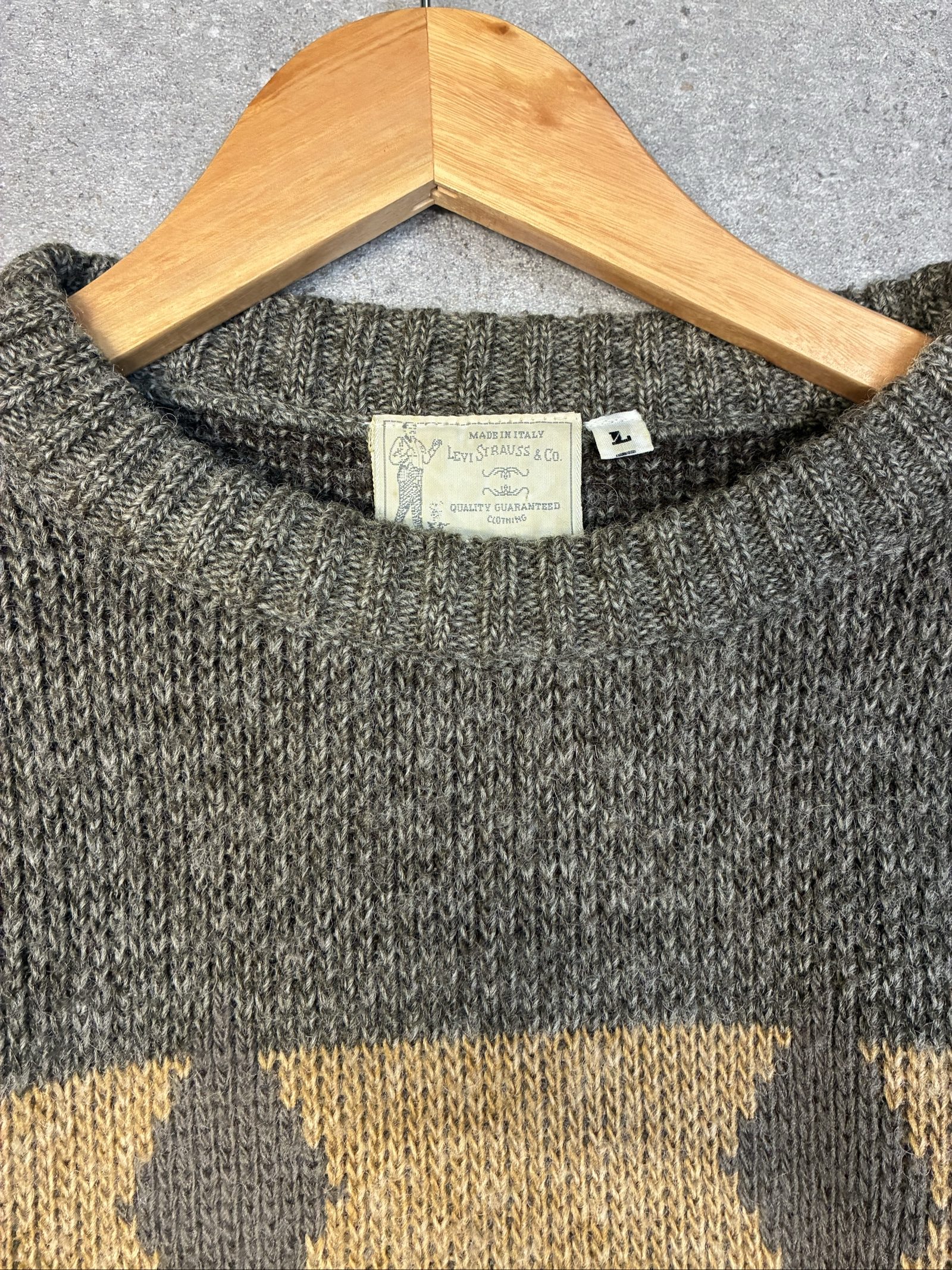 Vintage Levi's Wool Blend Jumper Large made in Italy Beige brown Aztec geometric image 10