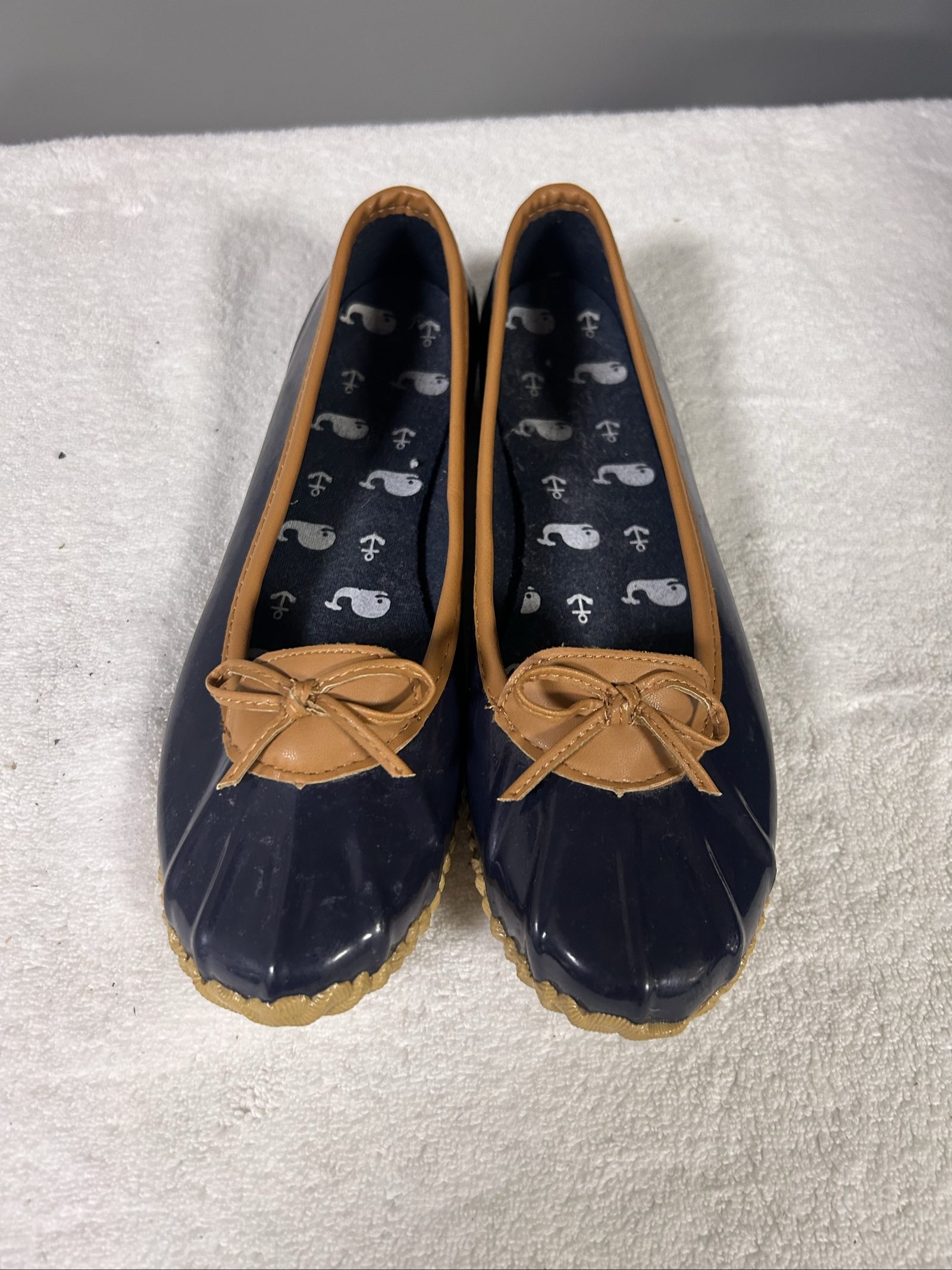 London Fog Women's Navy & Brown Duck Shoes Size 6