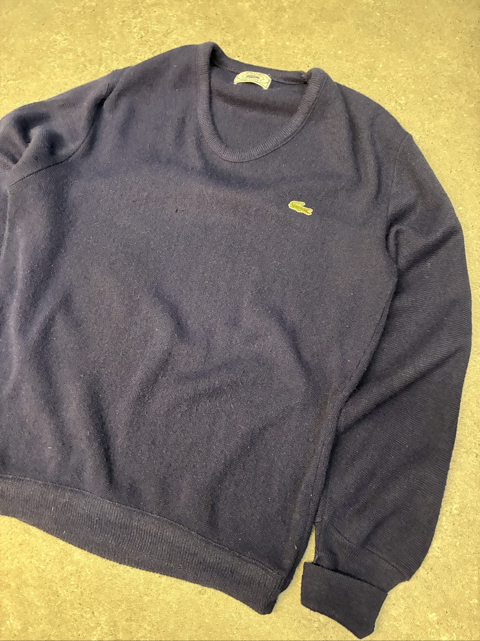 Vintage Lacoste izod Navy Wool V-Neck Sweater Medium image 3