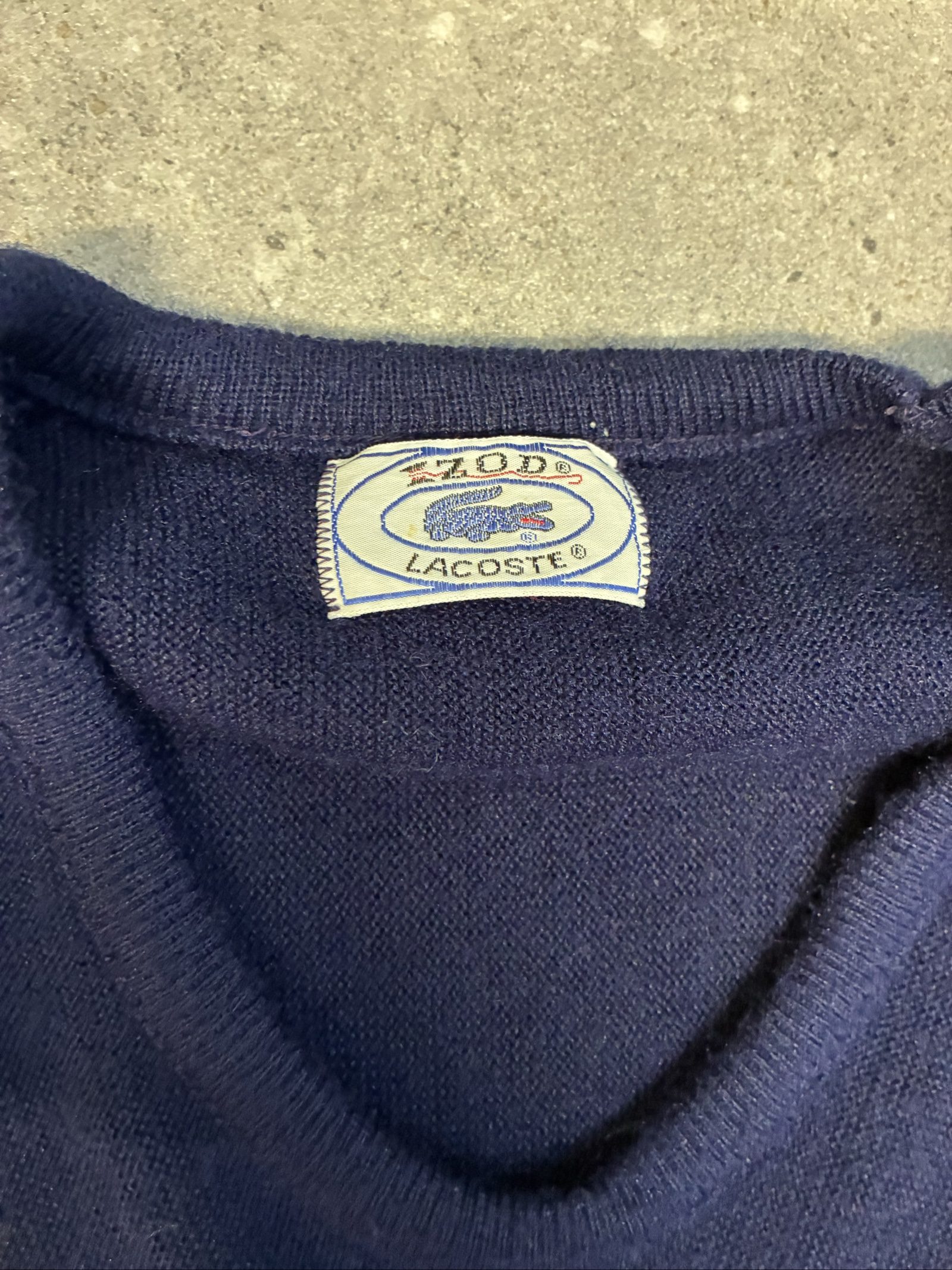 Vintage Lacoste izod Navy Wool V-Neck Sweater Medium image 4