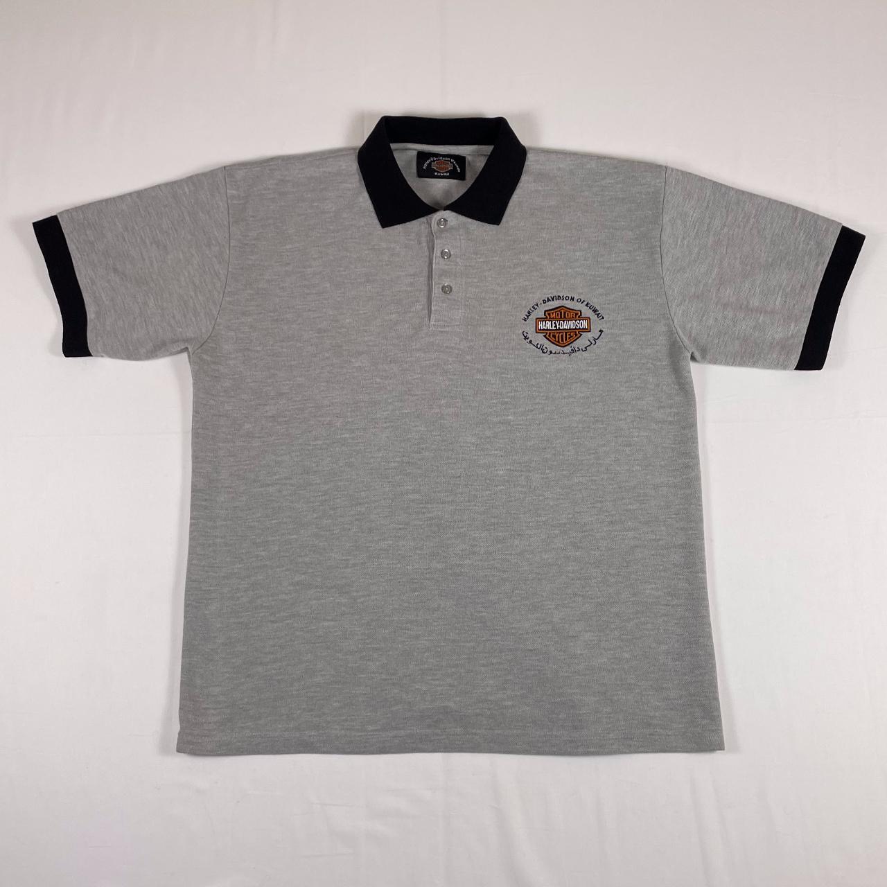 Harley-Davidson of Kuwait Dealer Polo Shirt XL Grey Navy Bar Shield