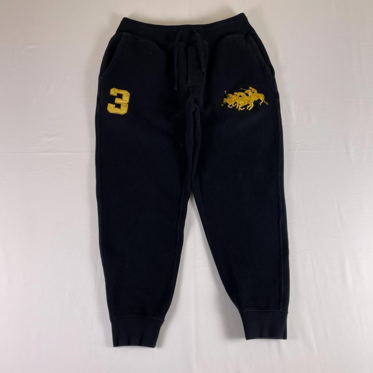 Polo Ralph Lauren Big Pony Joggers S Black Fleece Sweatpants Gold 3
