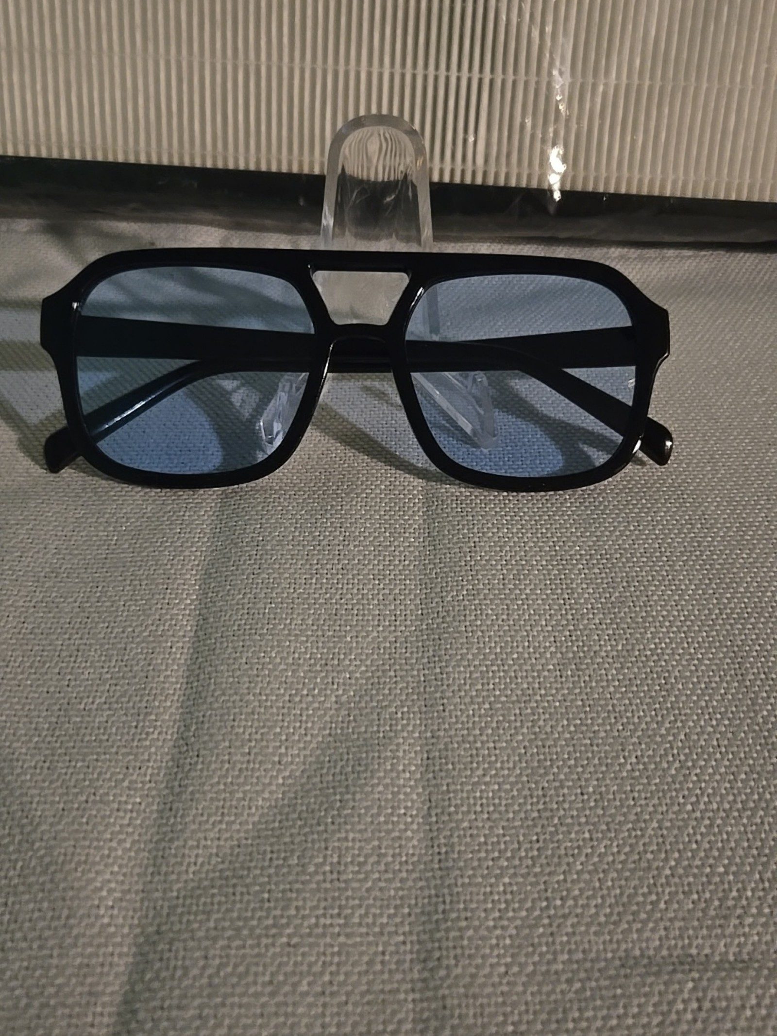 Black Blue Lens Retro Square Sunglasses Unisex
