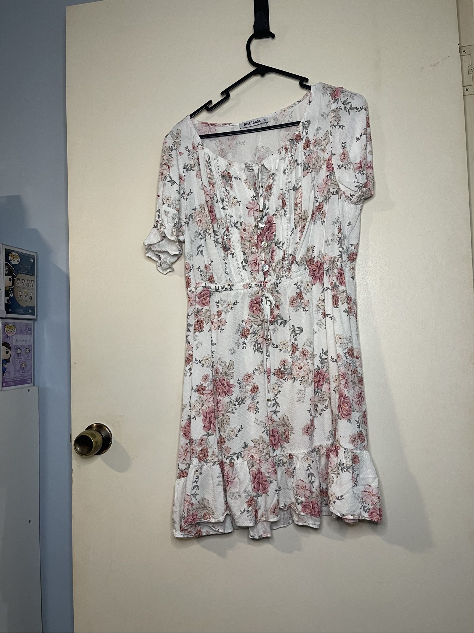 Just Jeans Women's White & Pink Floral Dress Size 10