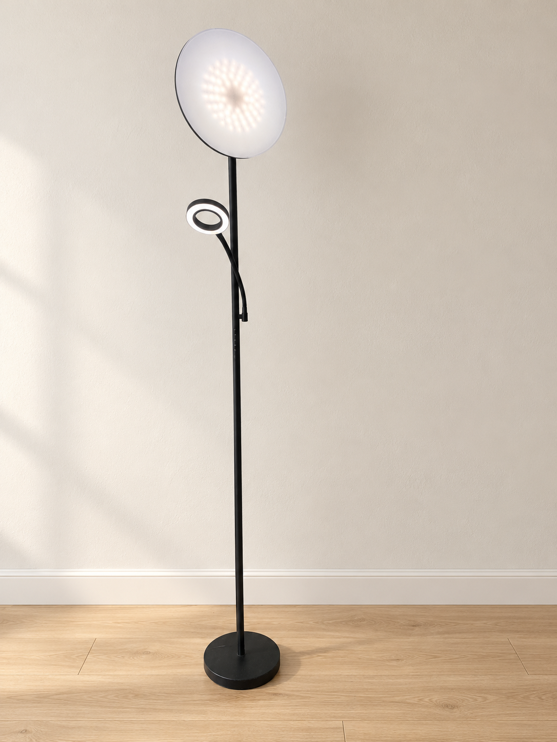 Black Modern LED Floor Lamp with Dual Light Heads