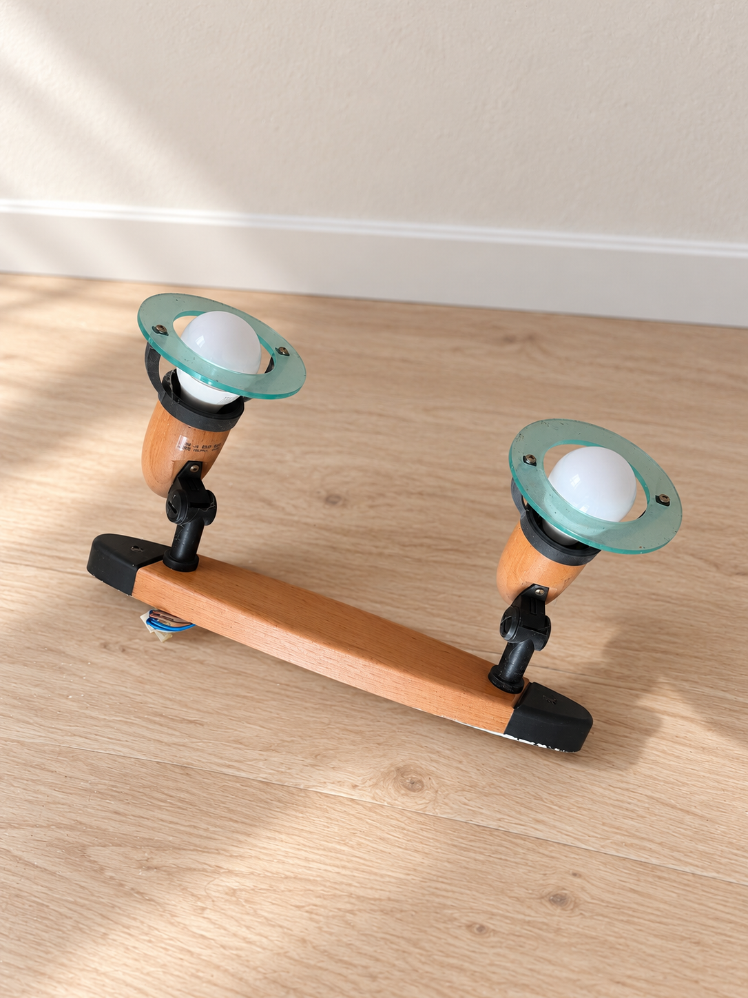 Wood & Glass 2-Spot Wall Light Fixture