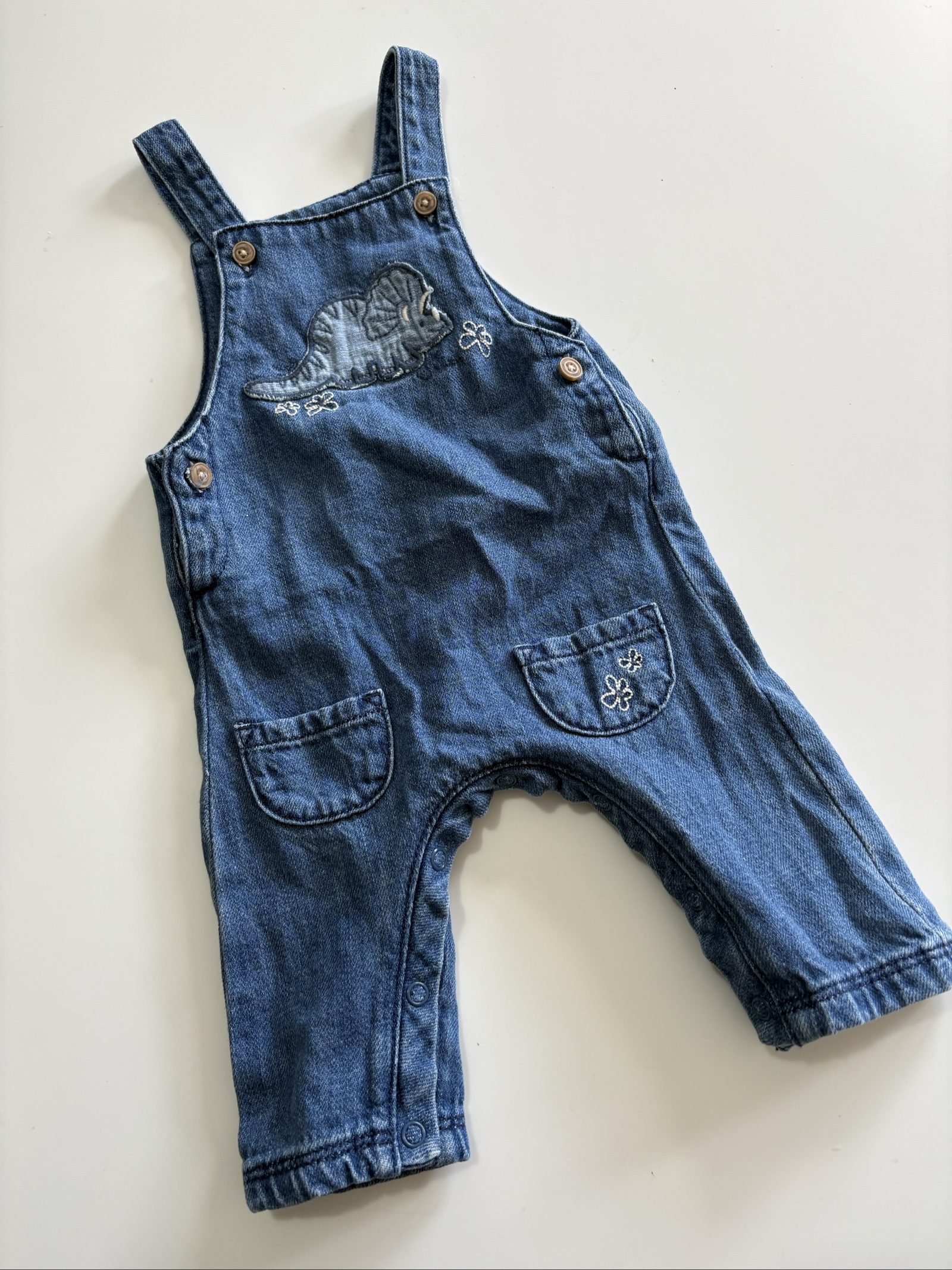 M&S Baby Medium Blue Denim Dungarees 3-6 Months