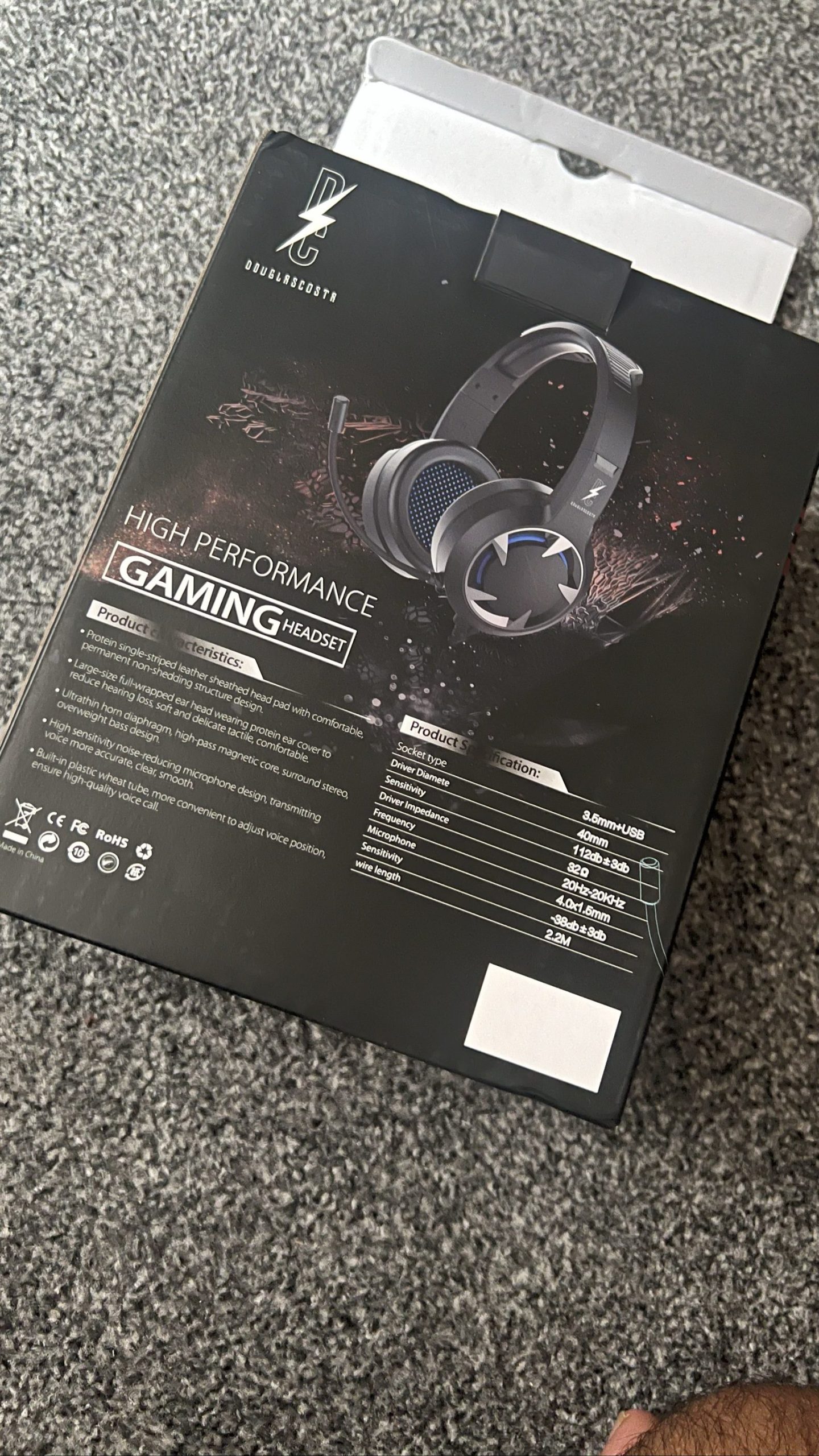 Douglas Coster Black High Performance Gaming Headset USB image 3