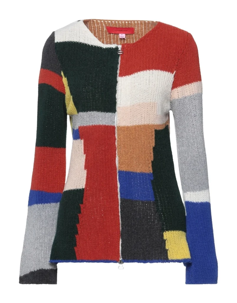 New Eckhaus Latta Multicolor El Brickwork Wool Zip Cardigan Size S