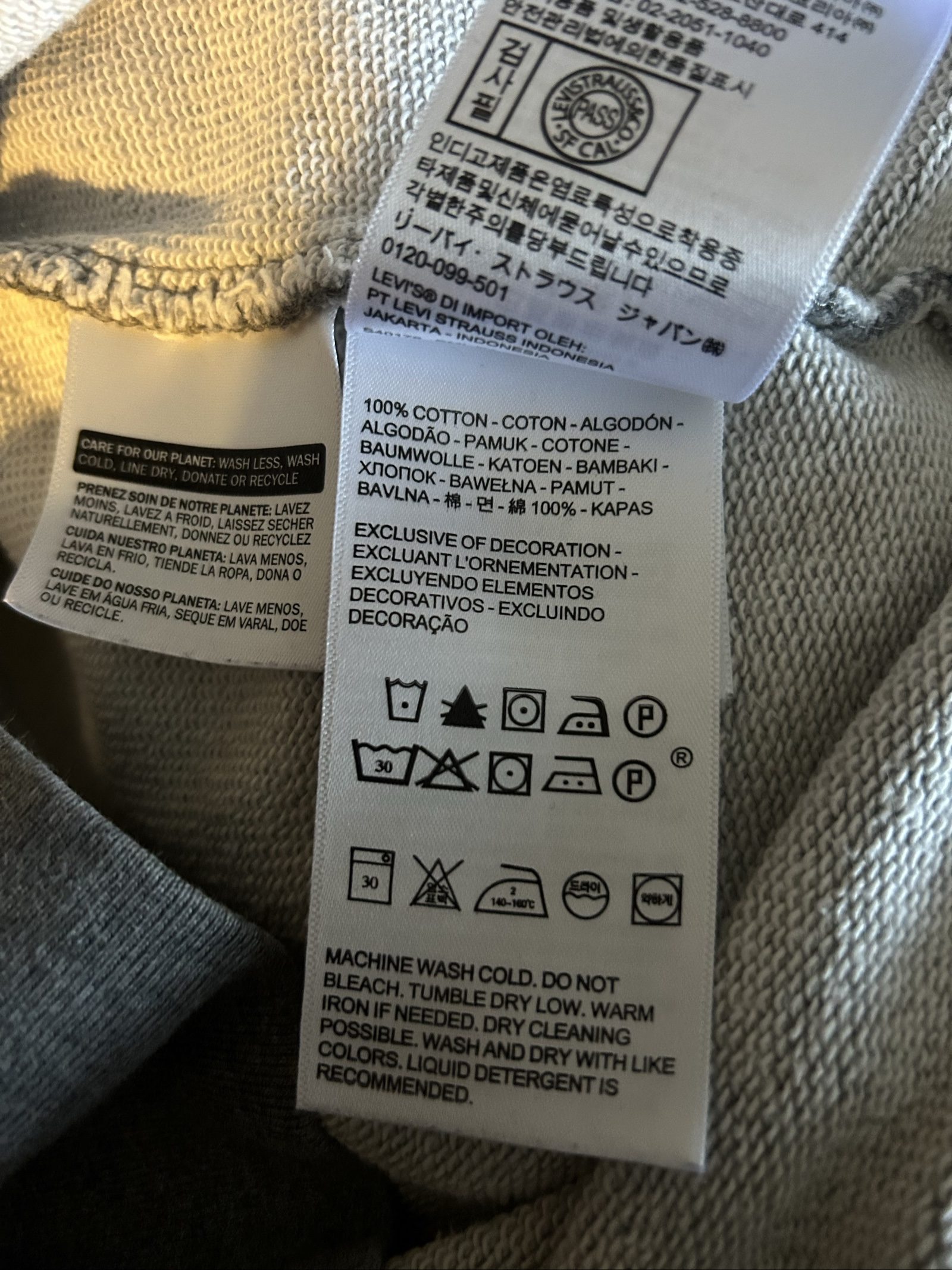 Levi's Grey Cotton Sweatshirt Small image 9