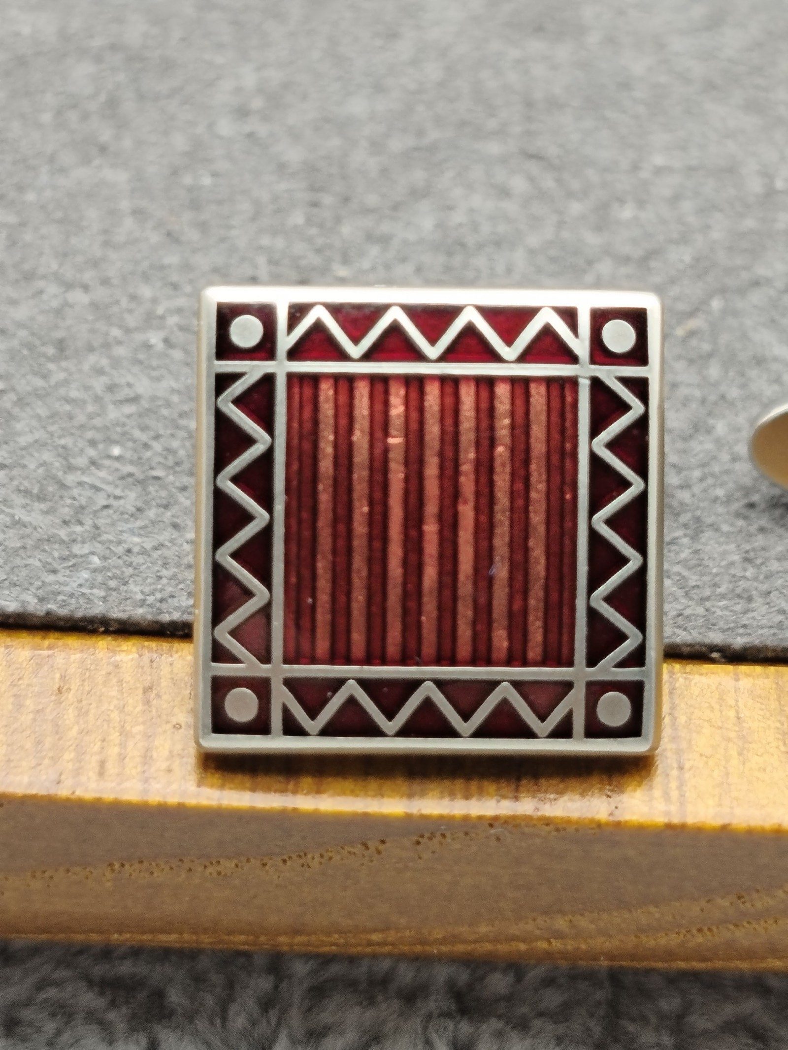 TK Red & Silver Enamel Tie Clip & Cufflinks Set image 7