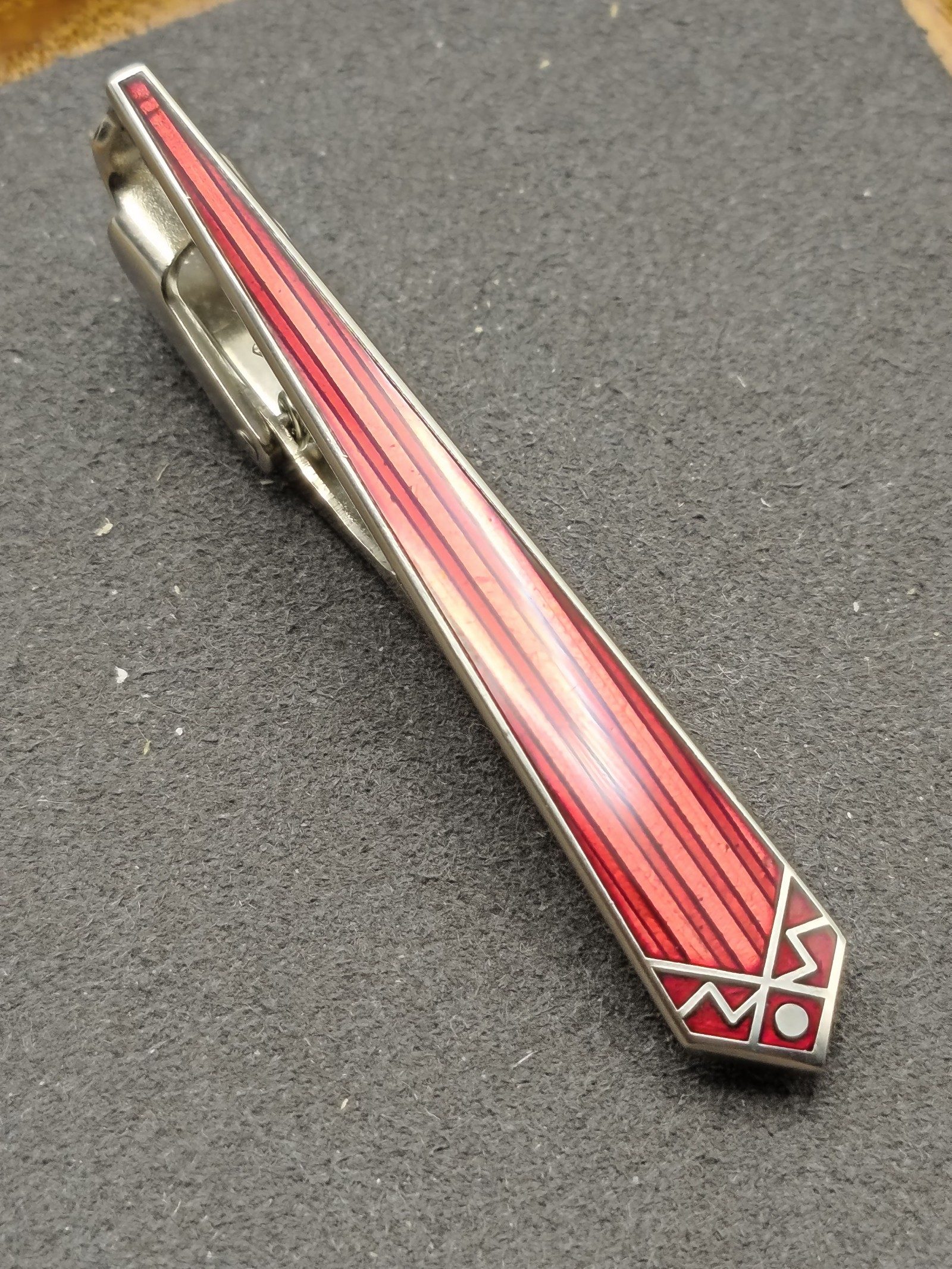 TK Red & Silver Enamel Tie Clip & Cufflinks Set image 10