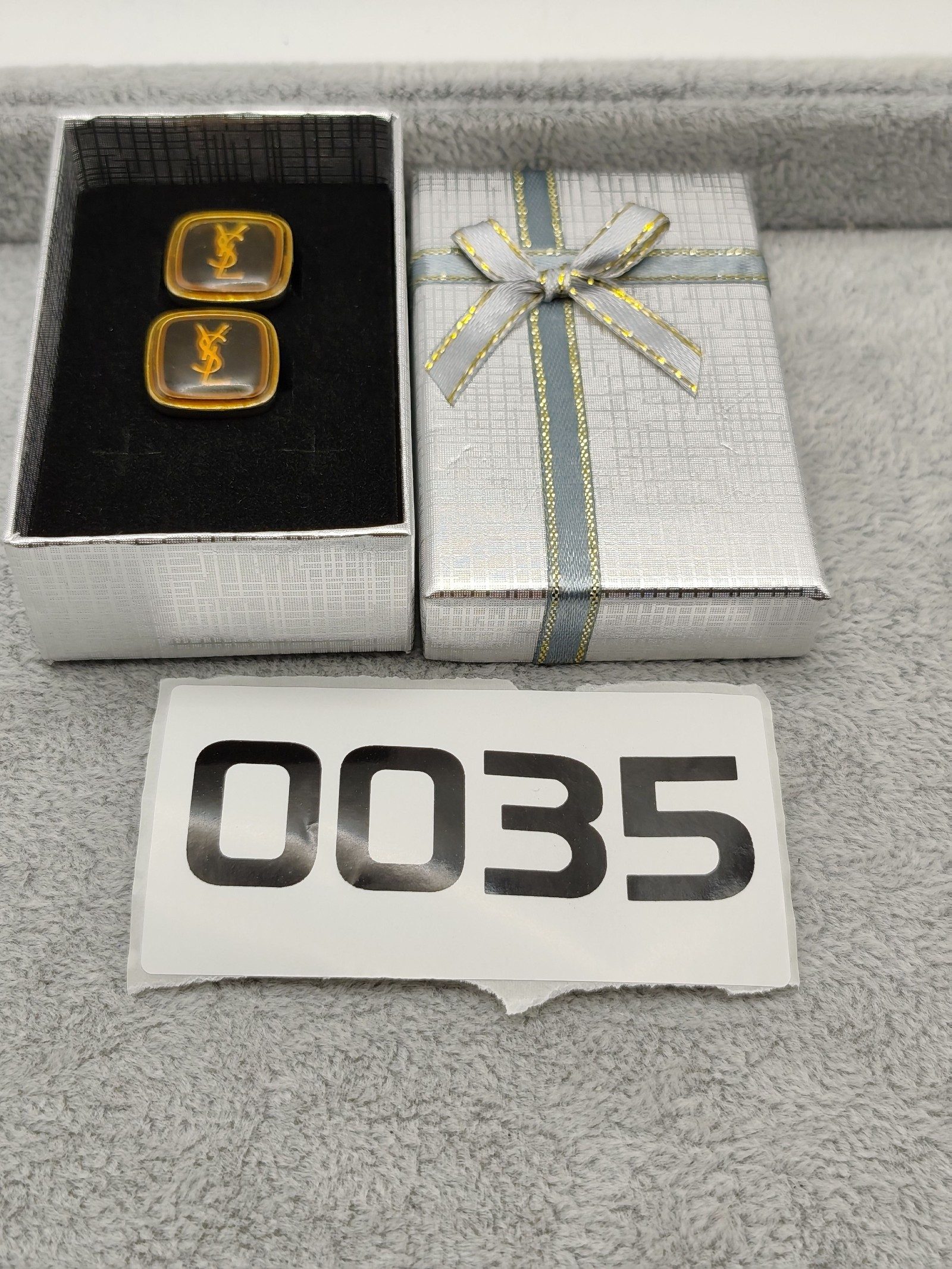 Yves Saint Laurent Black & Yellow Logo Cufflinks