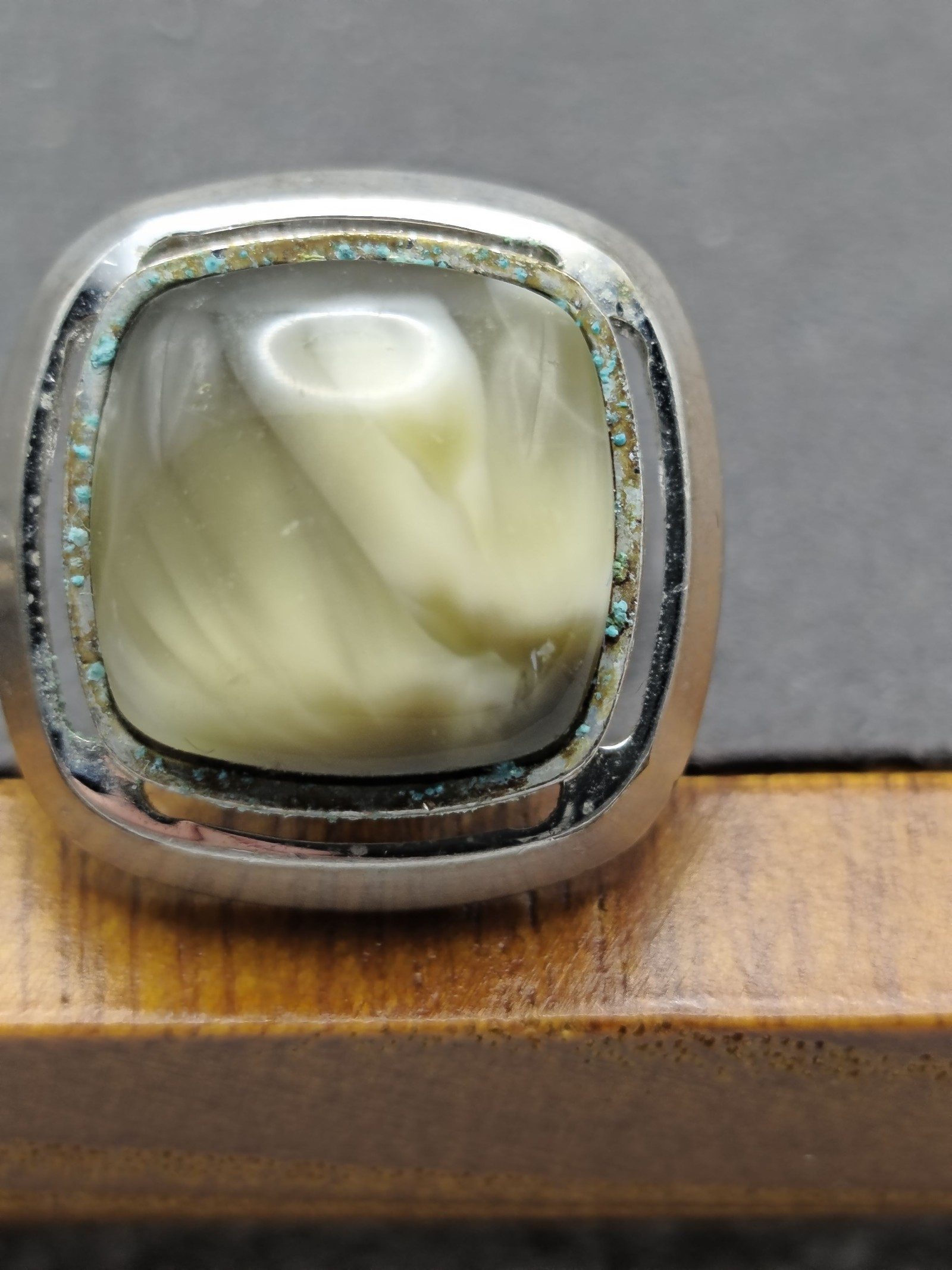 Vintage Silver Green Stone Cufflinks image 4