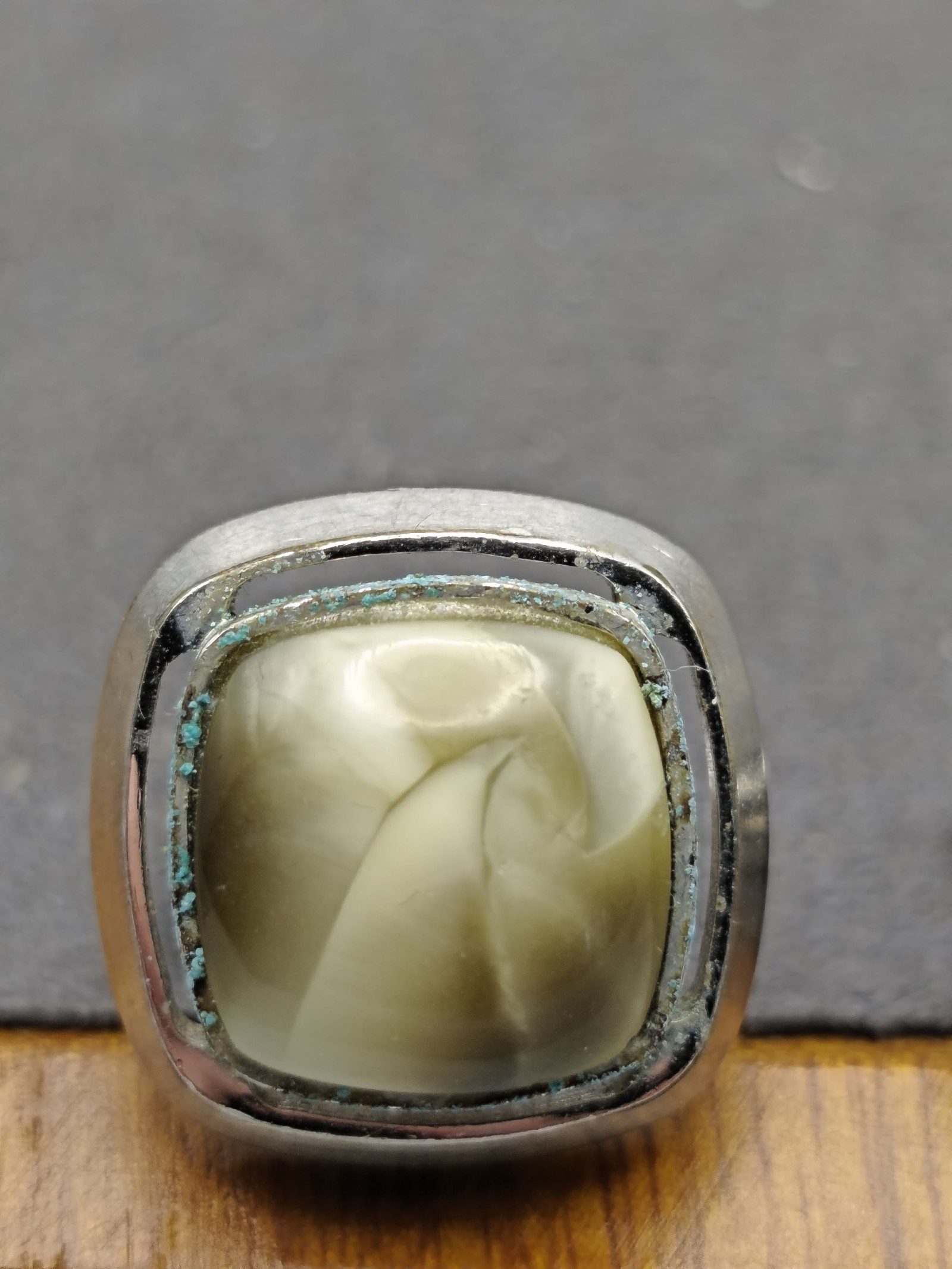 Vintage Silver Green Stone Cufflinks image 5
