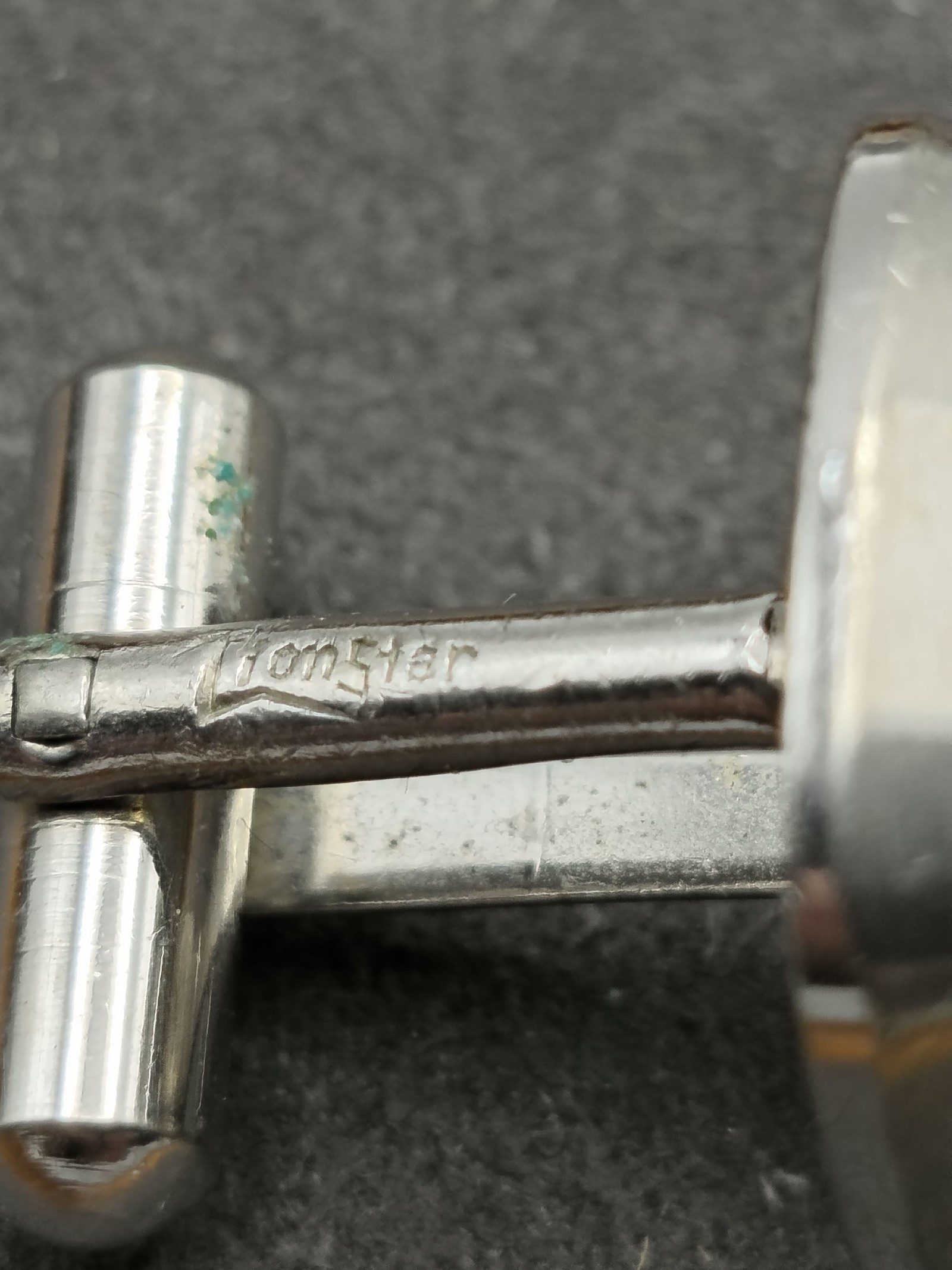 Vintage Silver Green Stone Cufflinks image 7