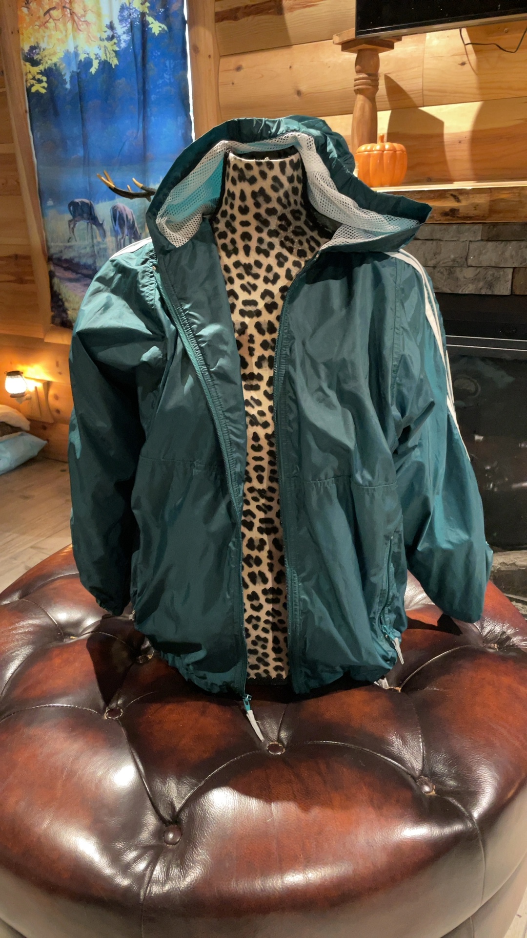 L.L.Bean Kids Large 14-16 Green Hooded Windbreaker Jacket
