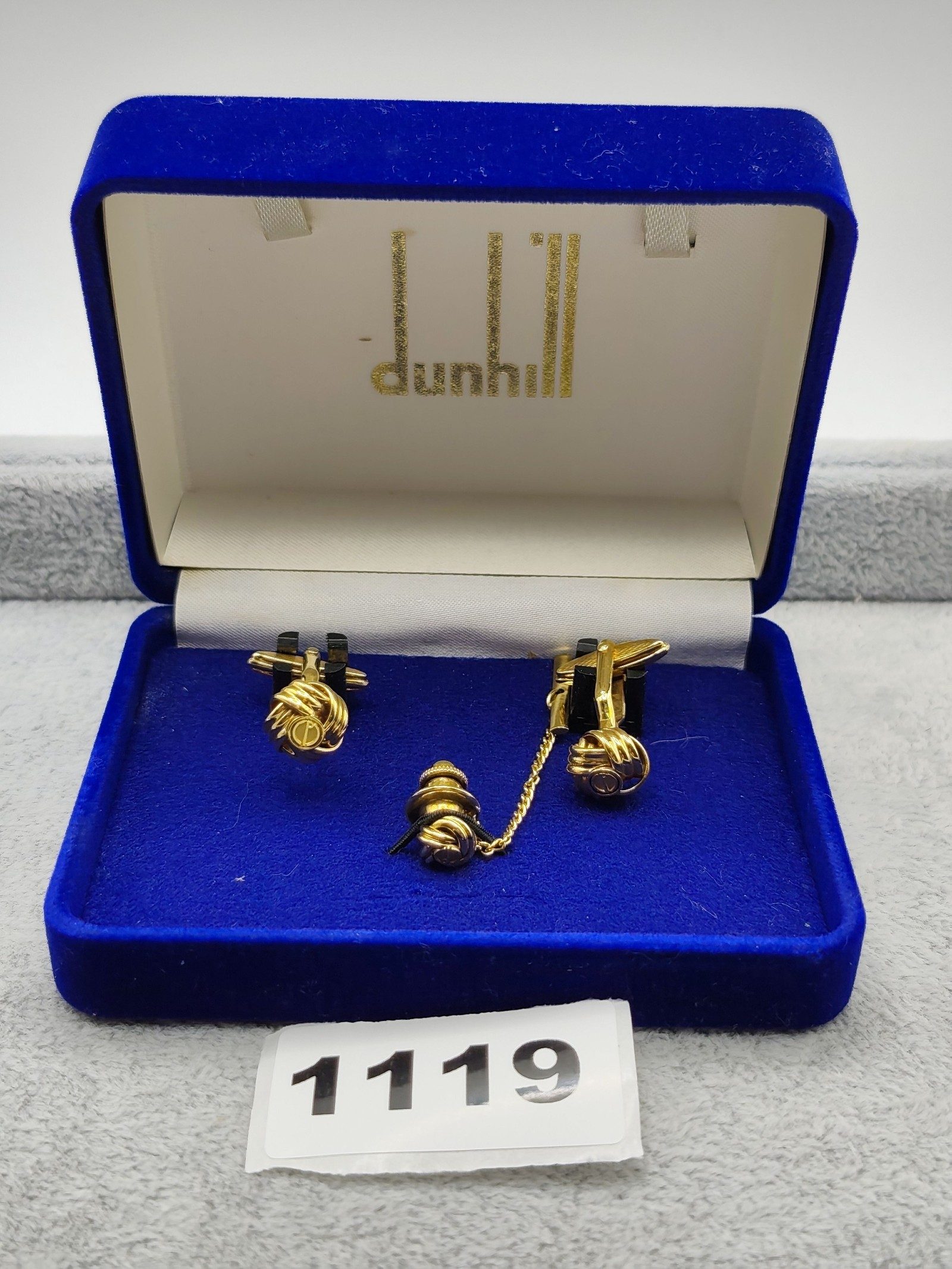 Dunhill Gold Tone Knot Cufflinks & Tie Tack Set